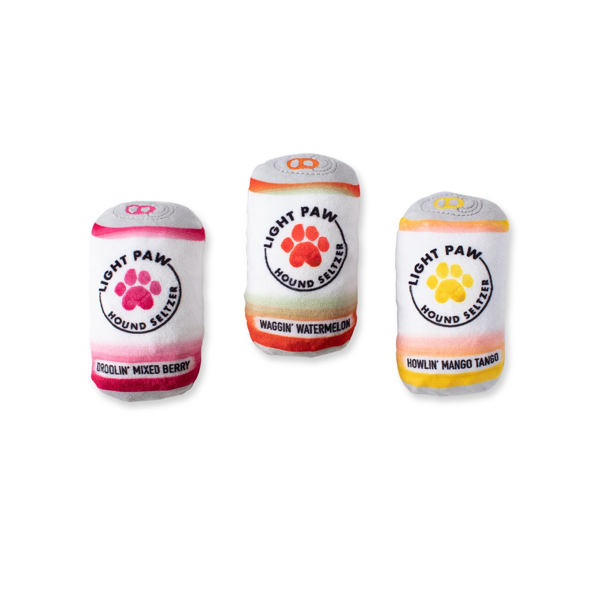 Light Paw Cans 3pc Mini Plush Dog Toy Set