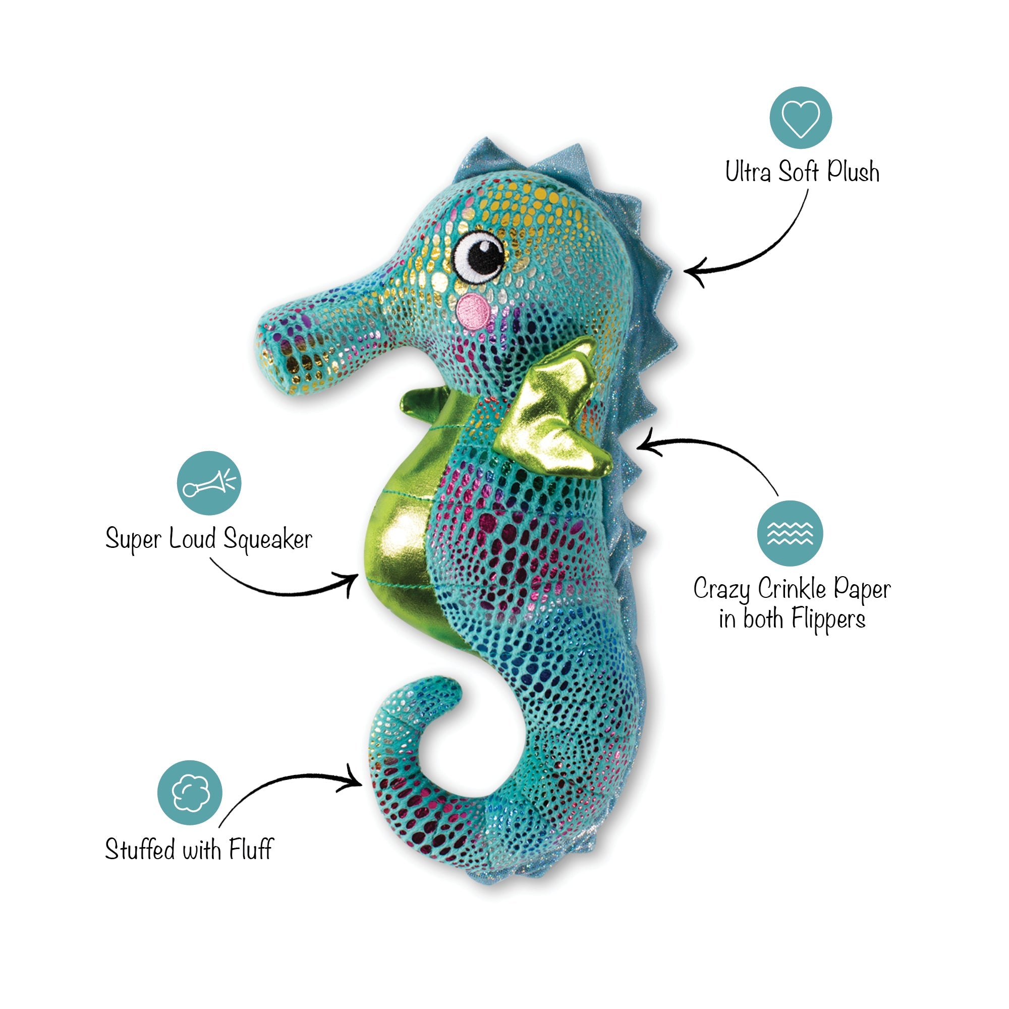 Shelly the Seahorse Plush Dog Toy