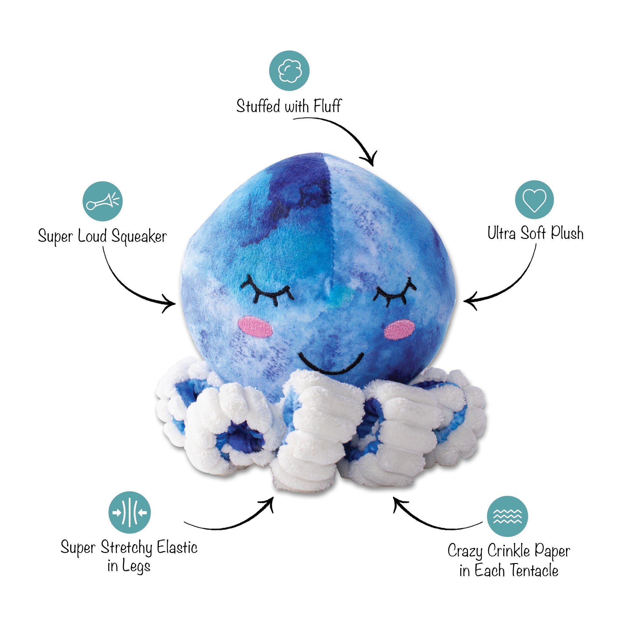 Octopi My Heart Plush Dog Toy