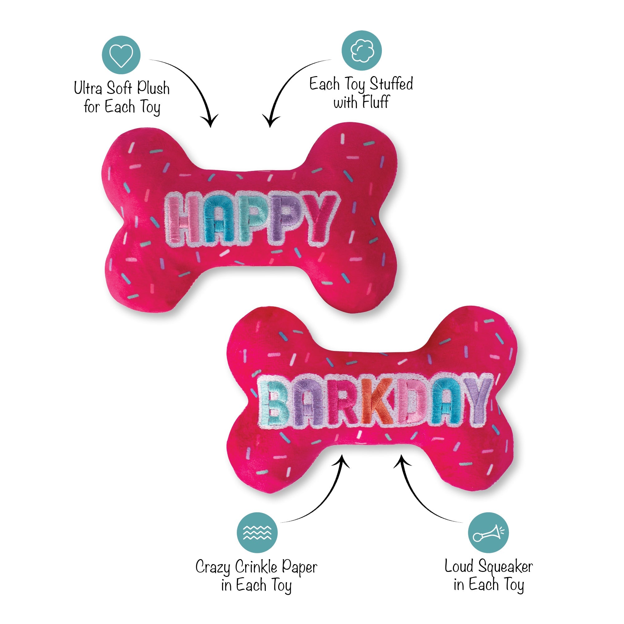 It's My Barkday 2pc Plush Dog Toy Set