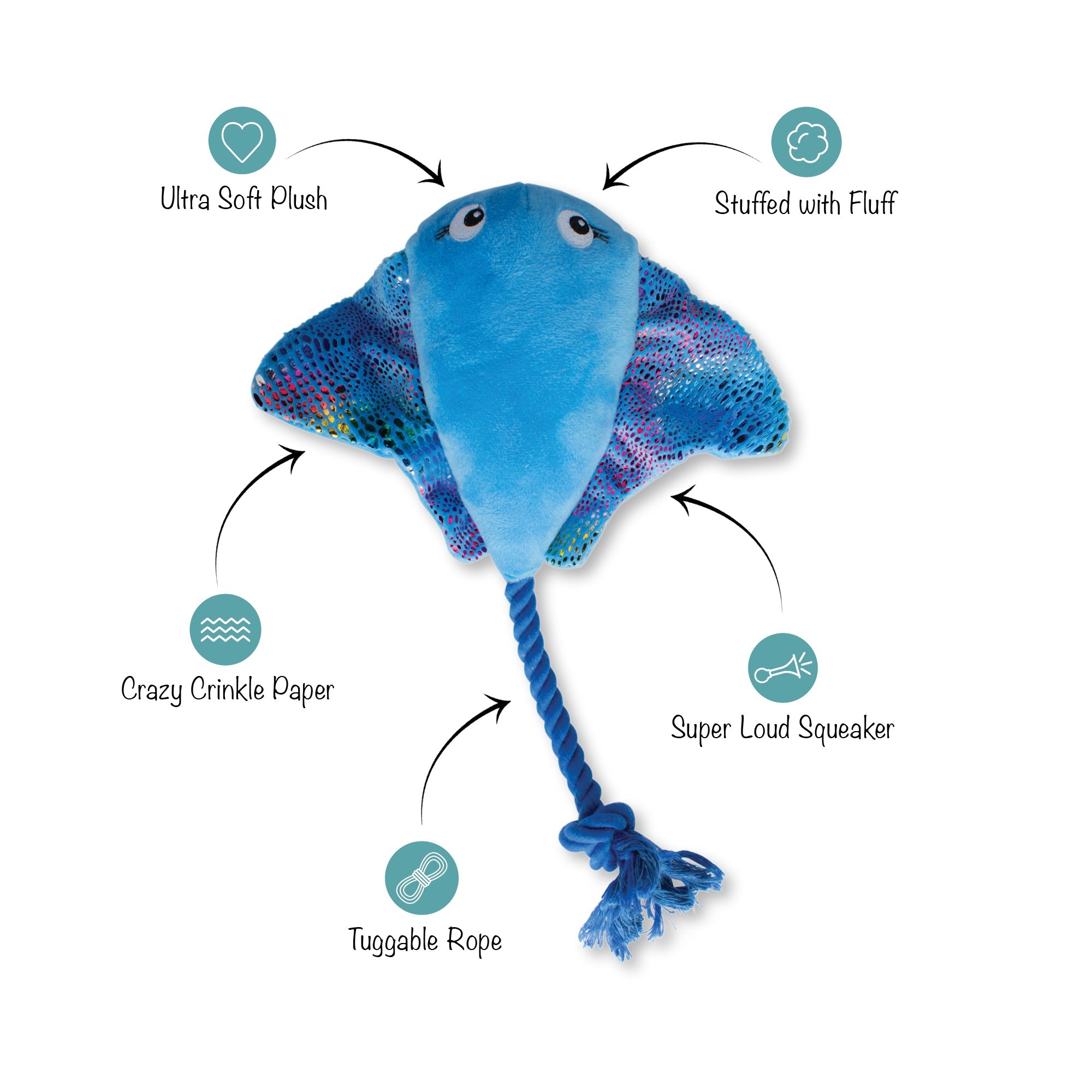 Do The Right Sting Plush Dog Toy With Rope