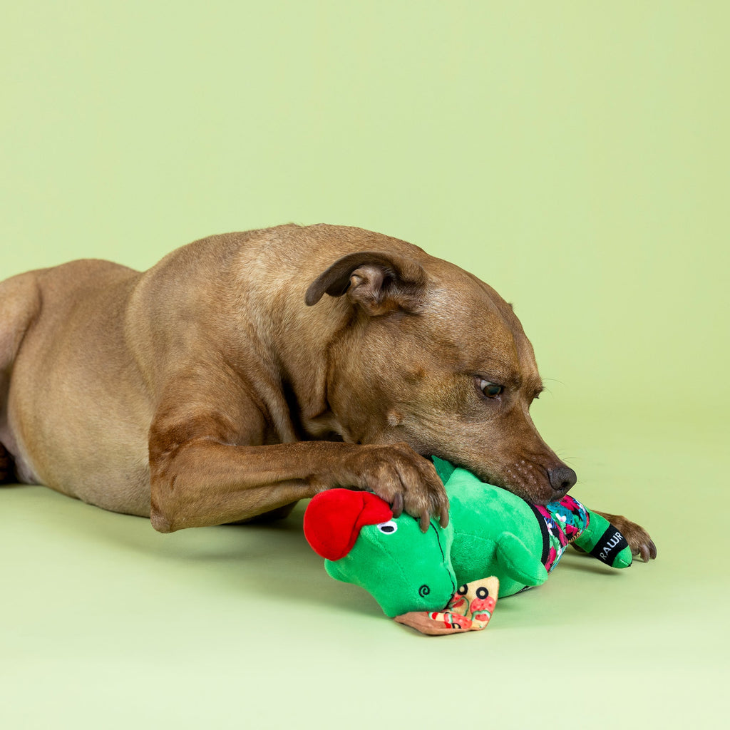 Pizzasaurus Rex Plush Dog Toy