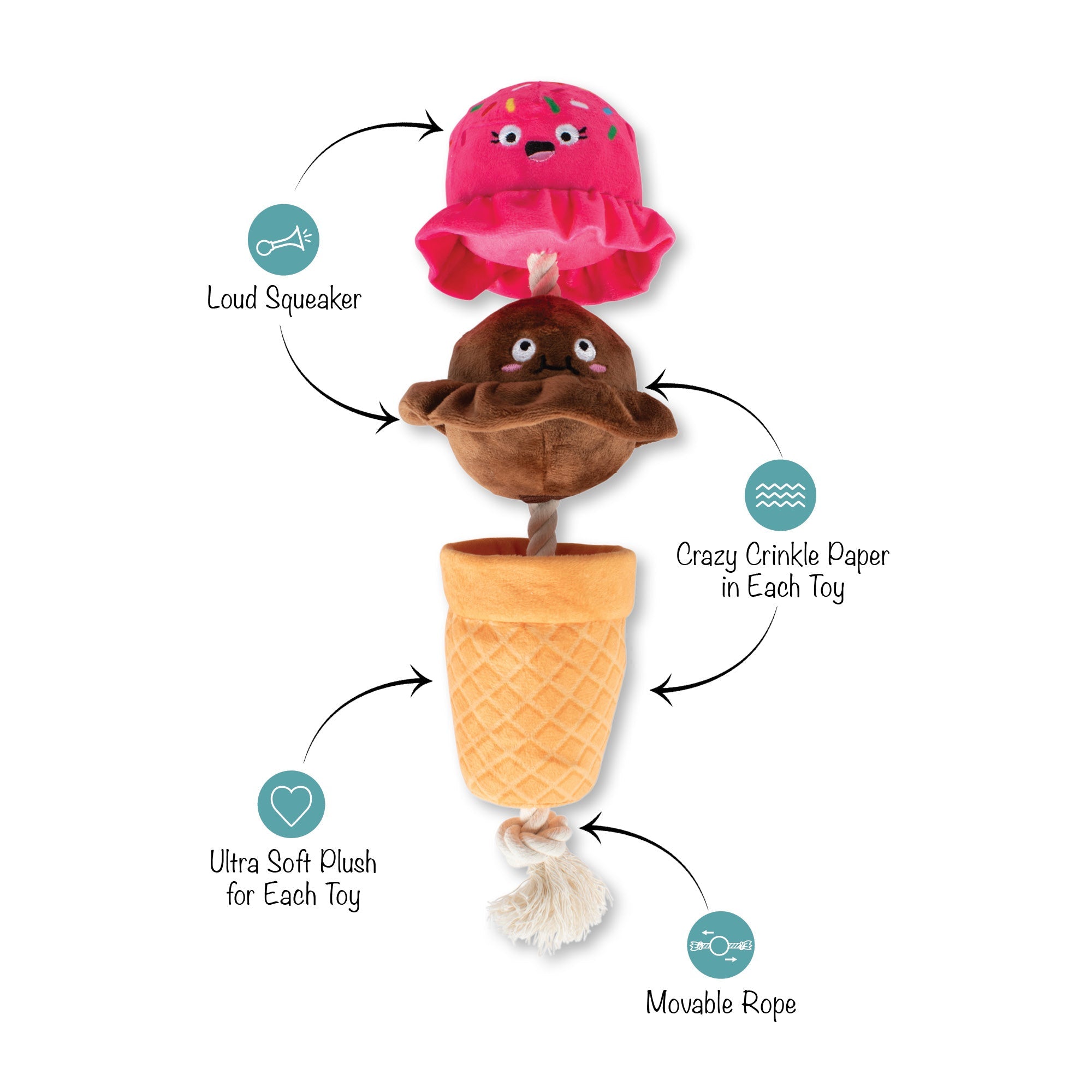 Losing Cone-Trol Plush Dog Toy With Rope