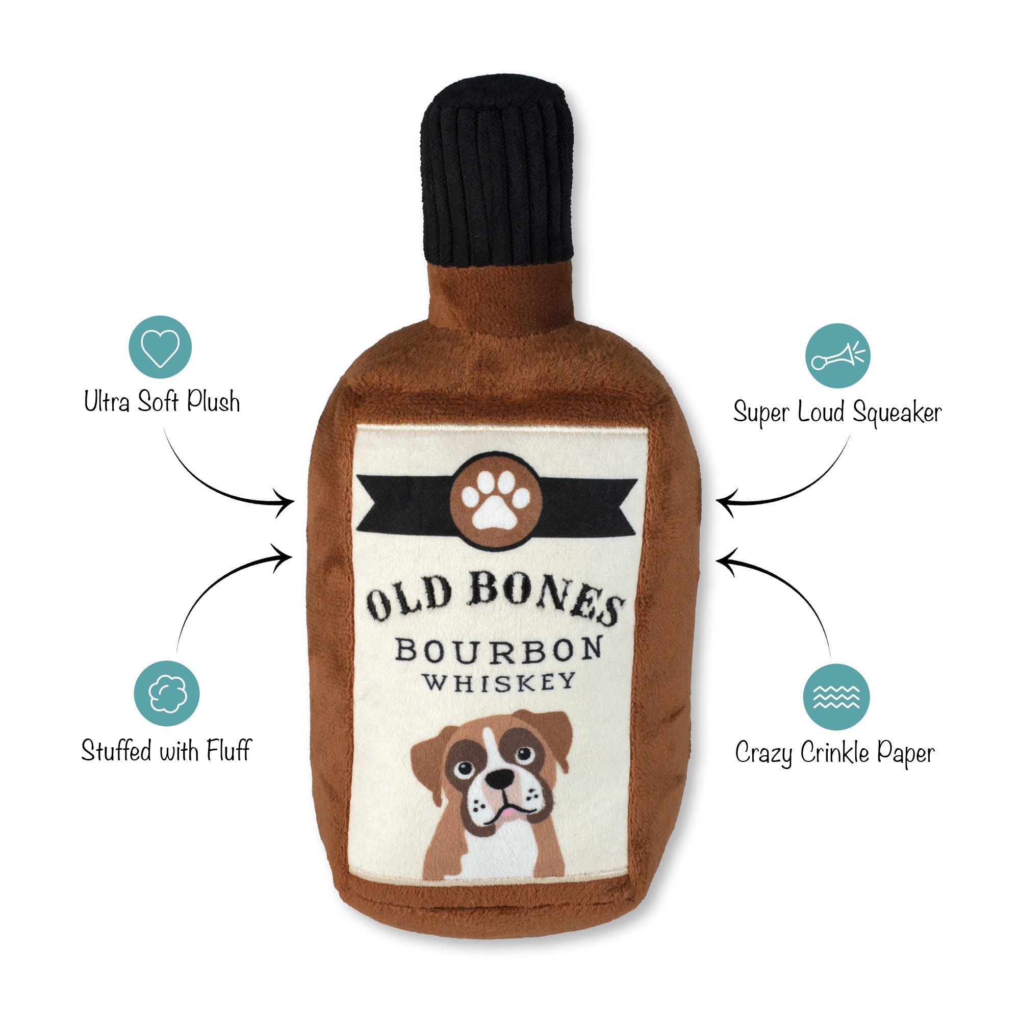 Old Bones Whiskey Plush Dog Toy