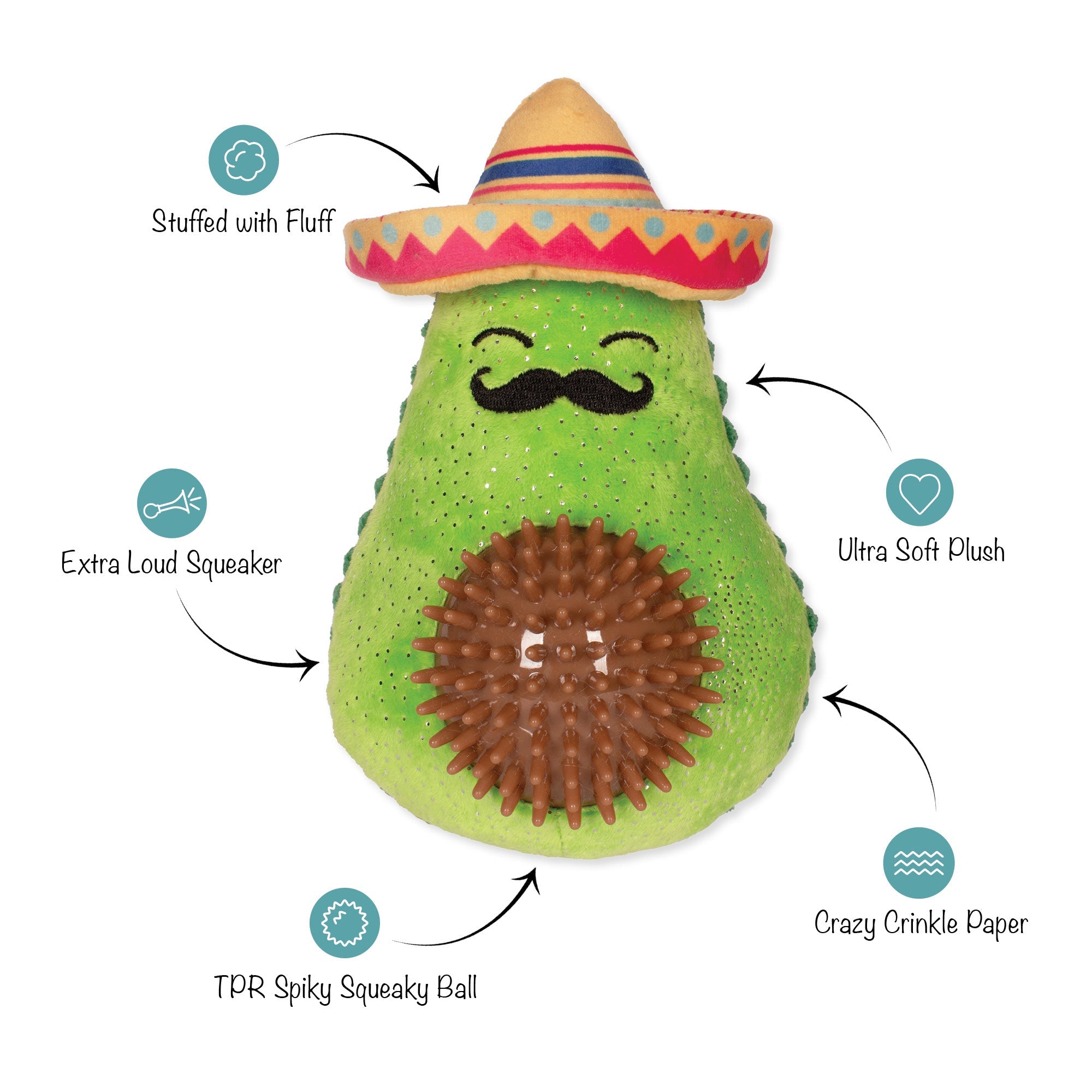 Avo-Fiesta Plush/Spiky Ball Dog Toy