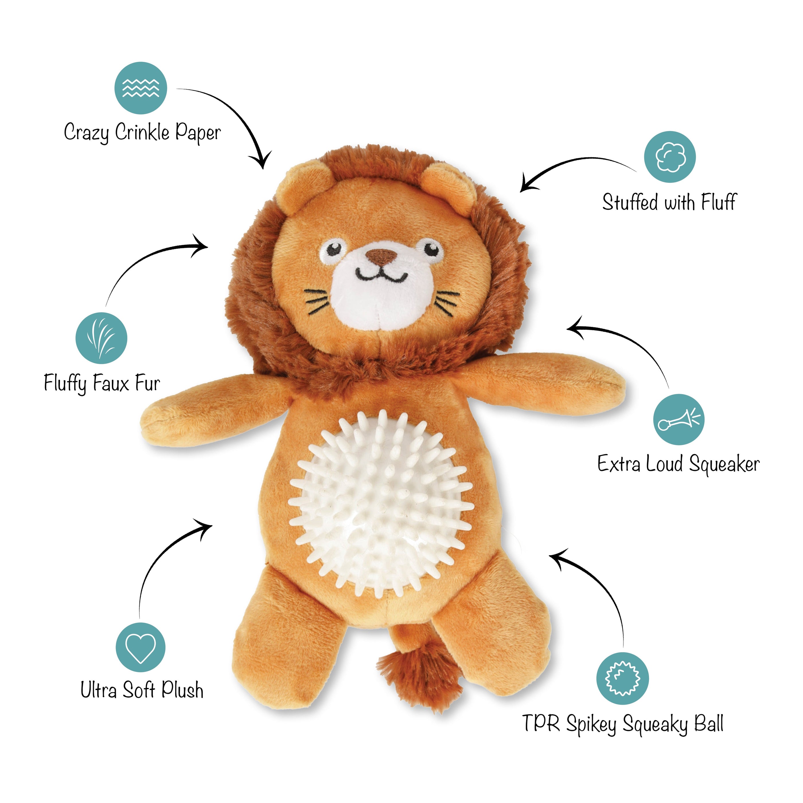 Can't Be Tamed Plush/Spiky Ball Dog Toy