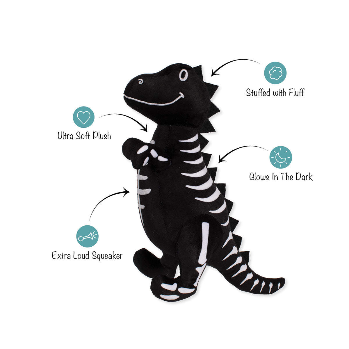 Trick Rawr Treat Plush Glow-In-The-Dark Dog Toy