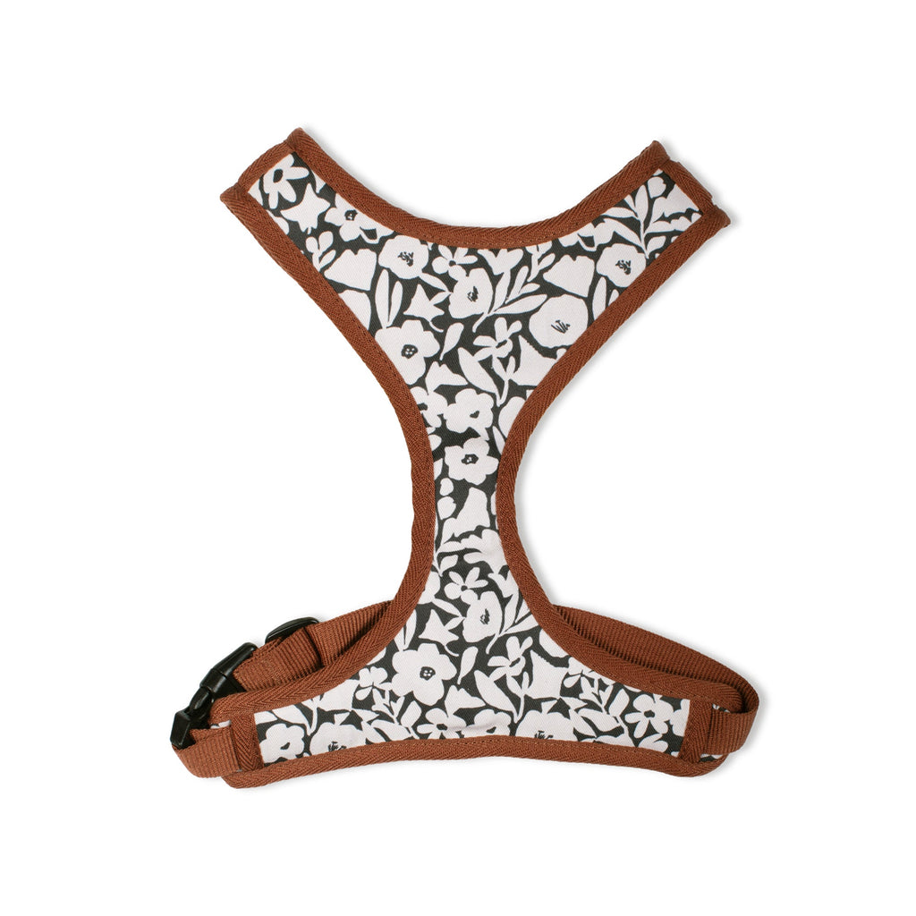 Charcoal Floral Dog Harness