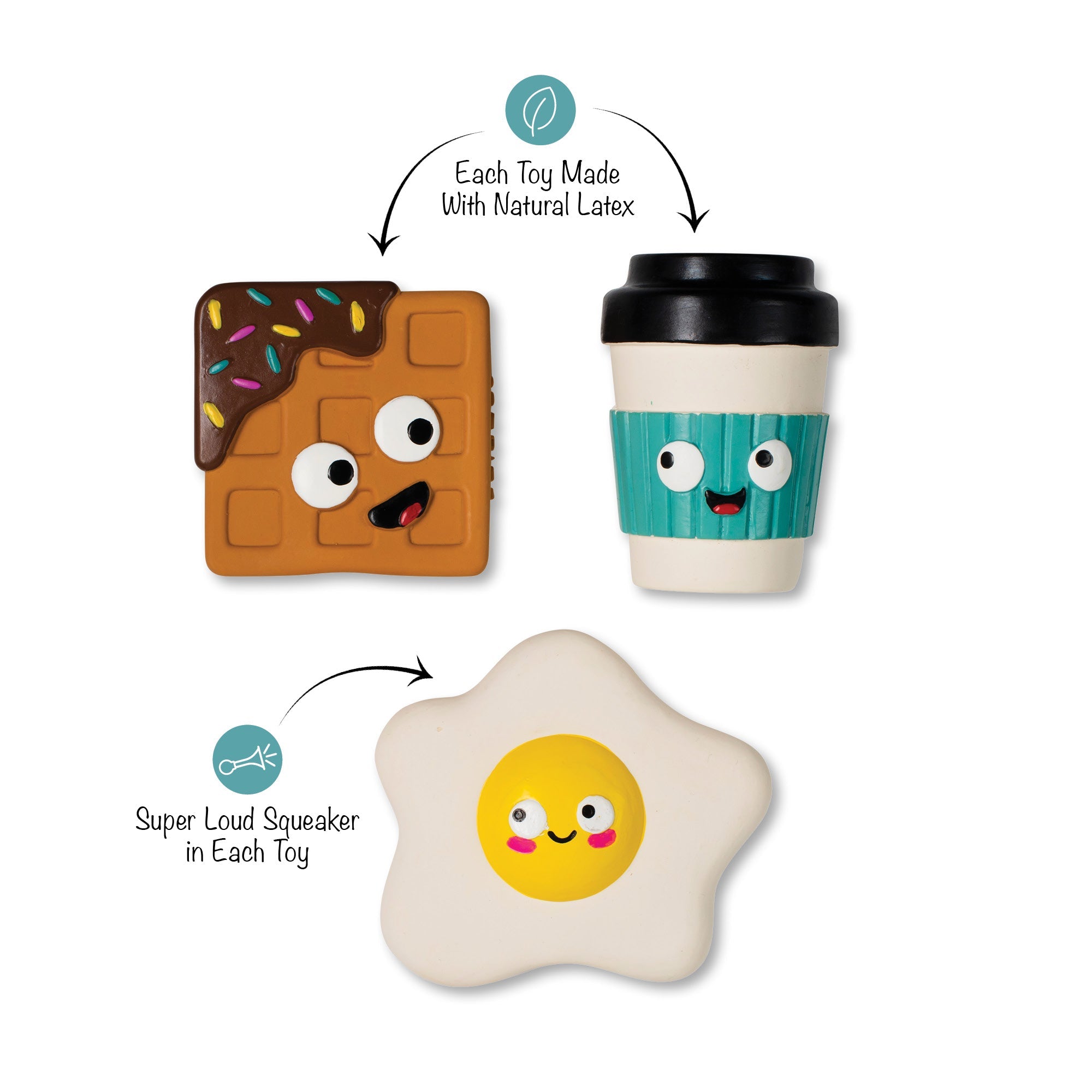 Love You A Brunch 3pc Mini Latex Dog Toy Set