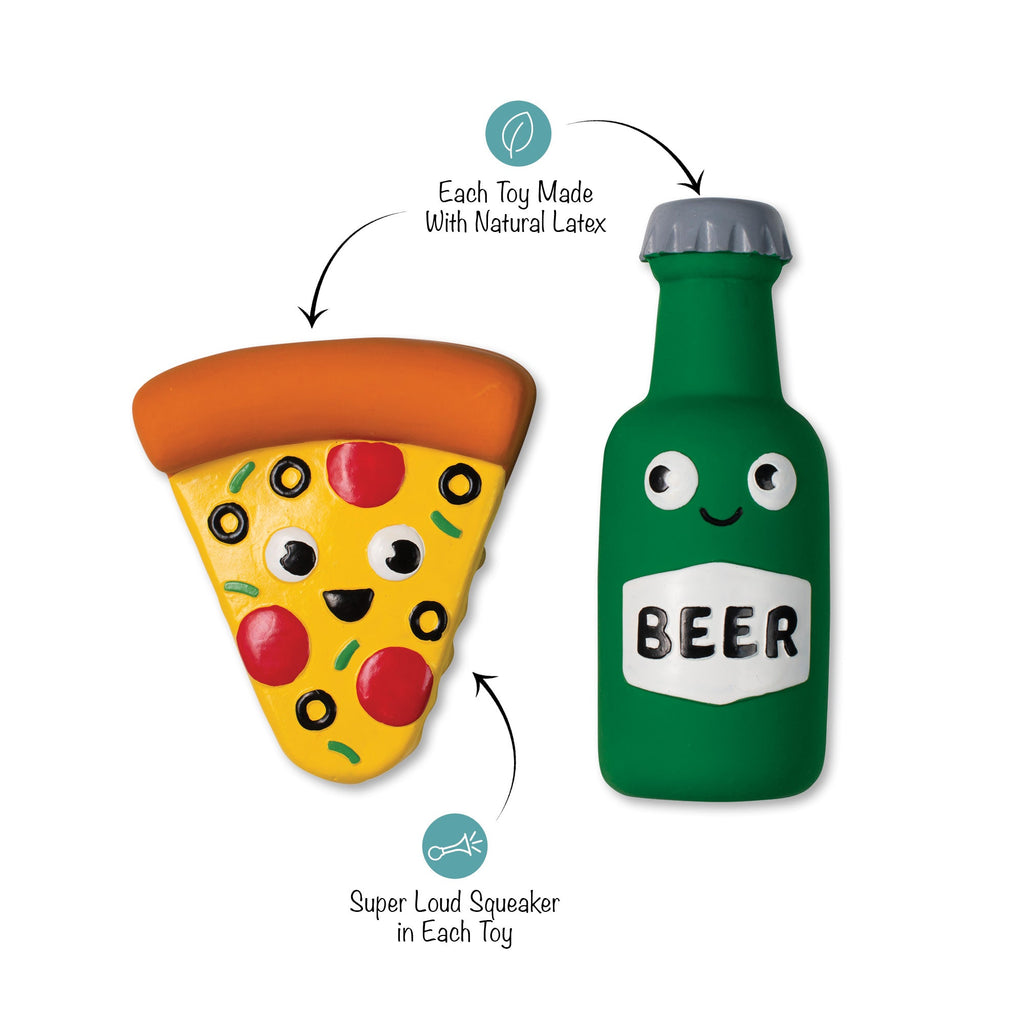In Pizza We Crust 2 Piece Latex Dog Toy