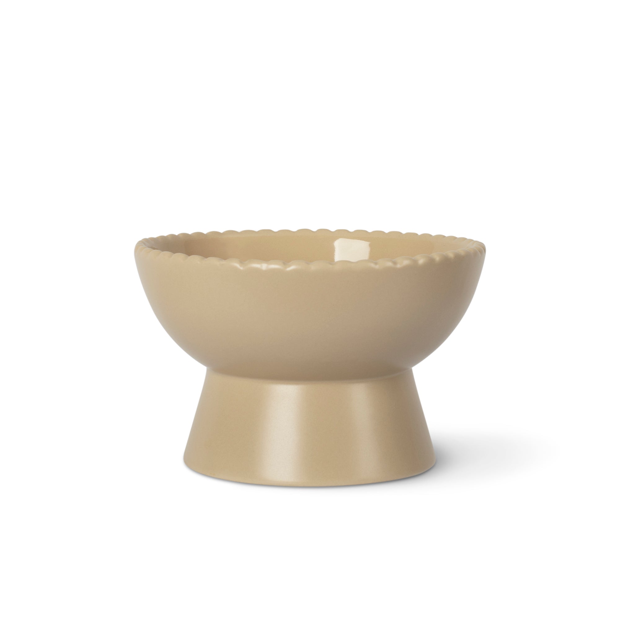 Scalloped Edge Stone Small Elevated Bowl