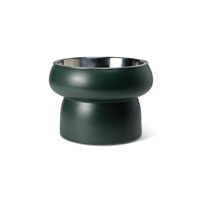 Matte Speckled Green Medium Feeder With Bowl
