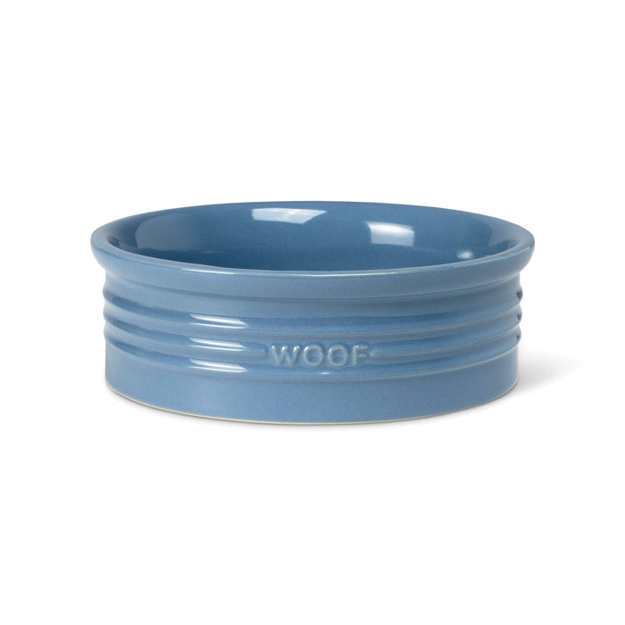 Woof French Blue Sculpted Small Dog Bowl