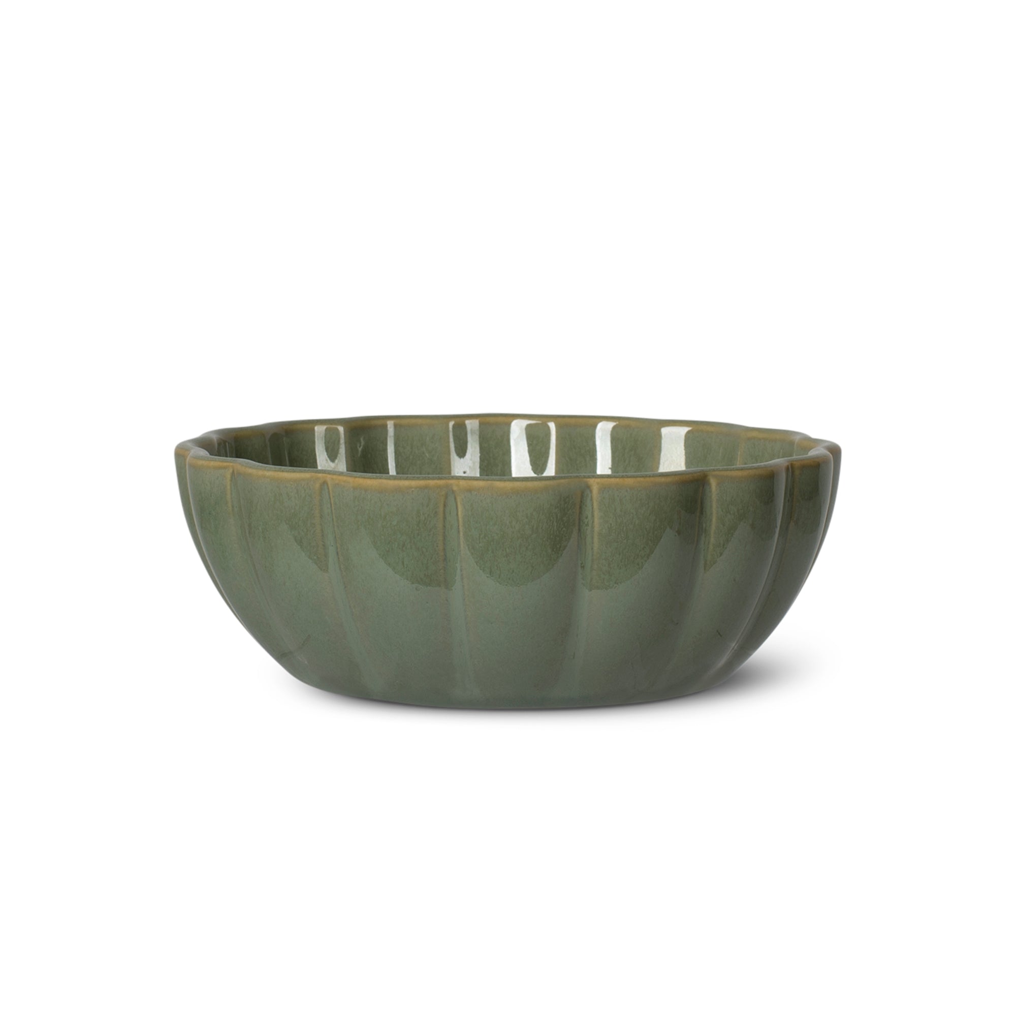 Scalloped Curved Sage Small Dog Bowl