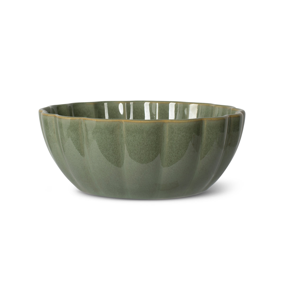 Scalloped Curved Sage Medium Dog Bowl