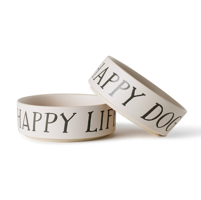 Happy Dog Stoneware Pet Bowl