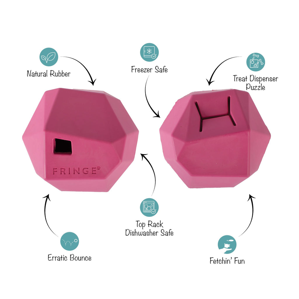 Having A Ball Hot Pink Rubber Dog Toy