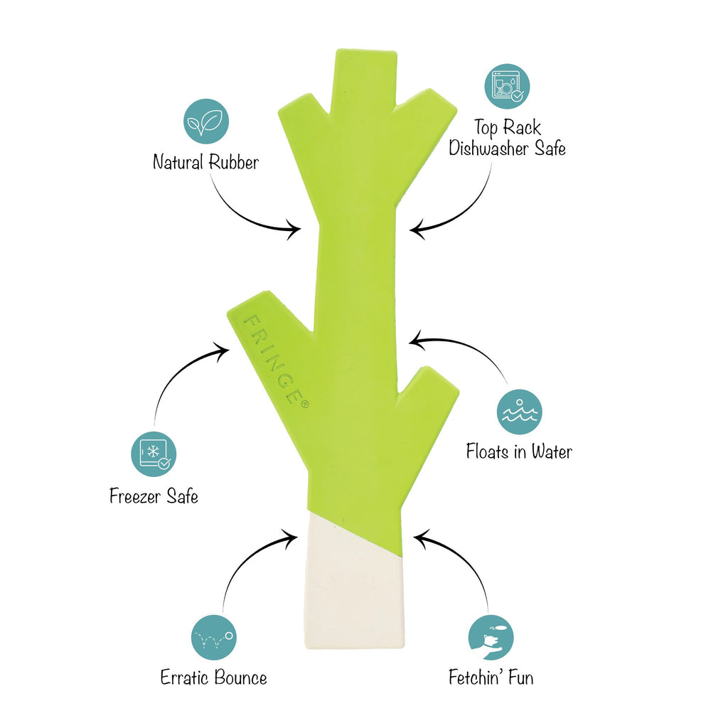 Stick With Me Lime/White Rubber Dog Toy