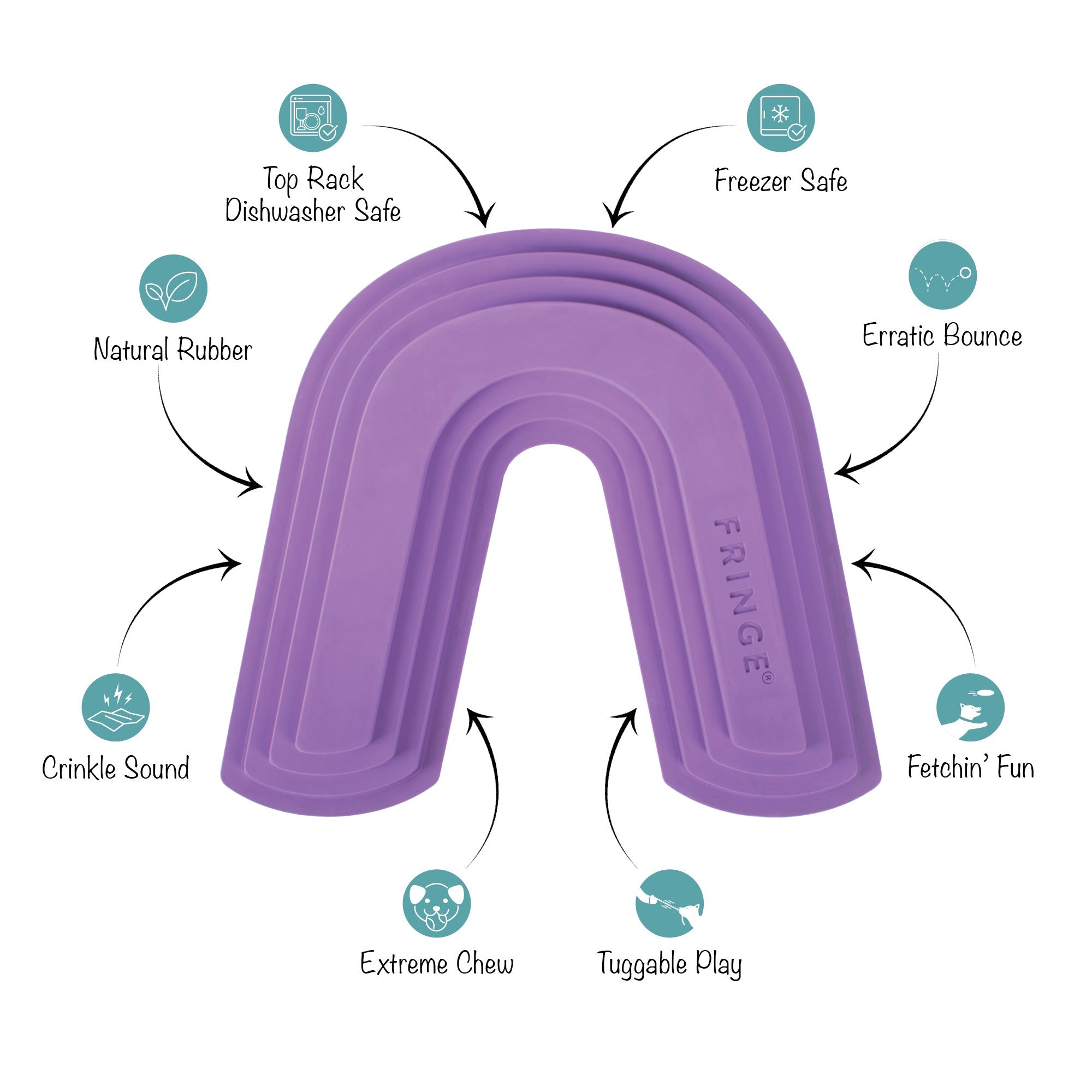 Color Me Happy Purple Rubber Dog Toy