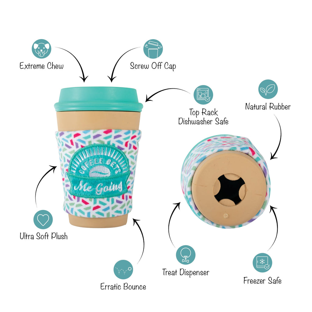 Coffee Gets Me Going Rubber/Plush Dog Toy