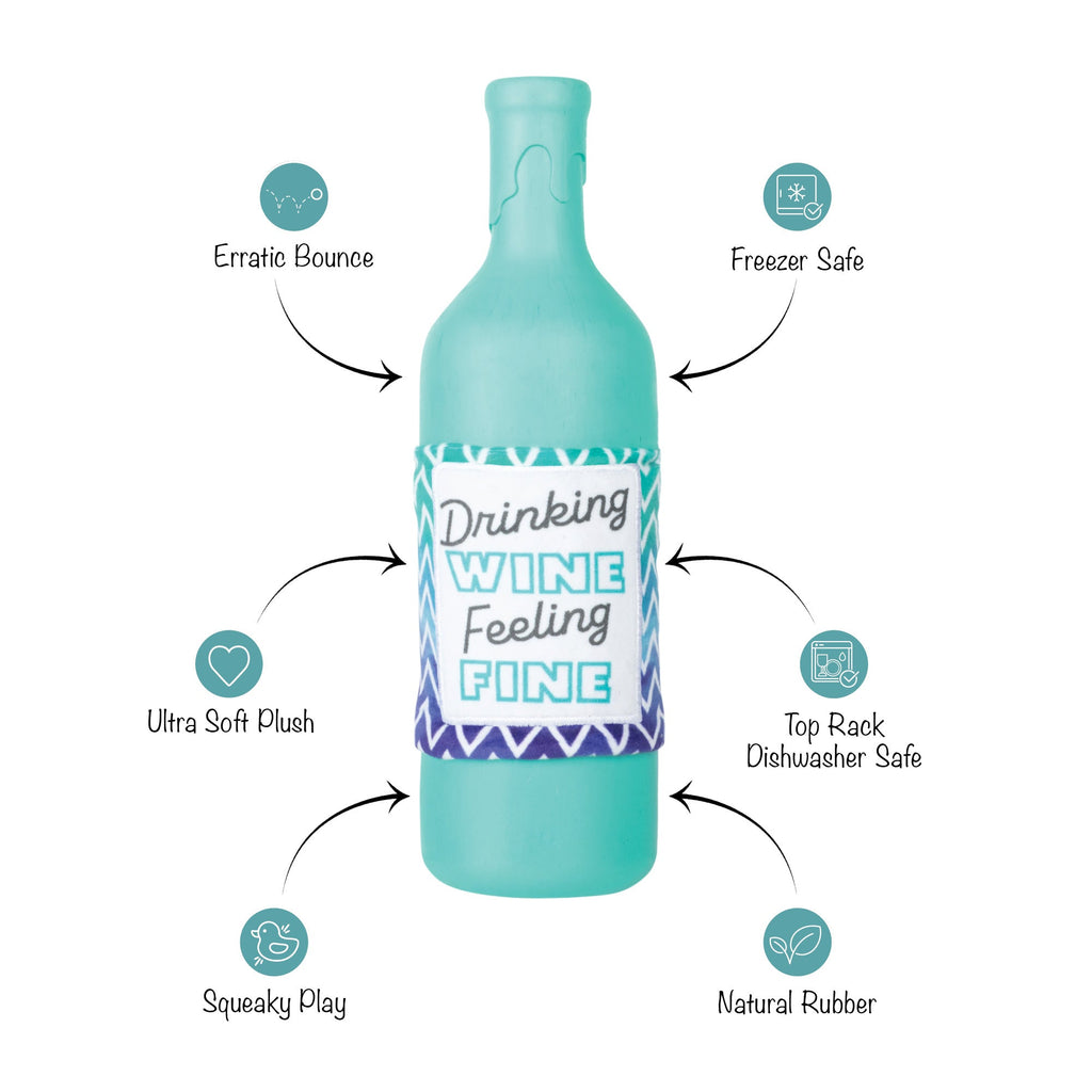 Drinking Wine, Feeling Fine Rubber/Plush Dog Toy