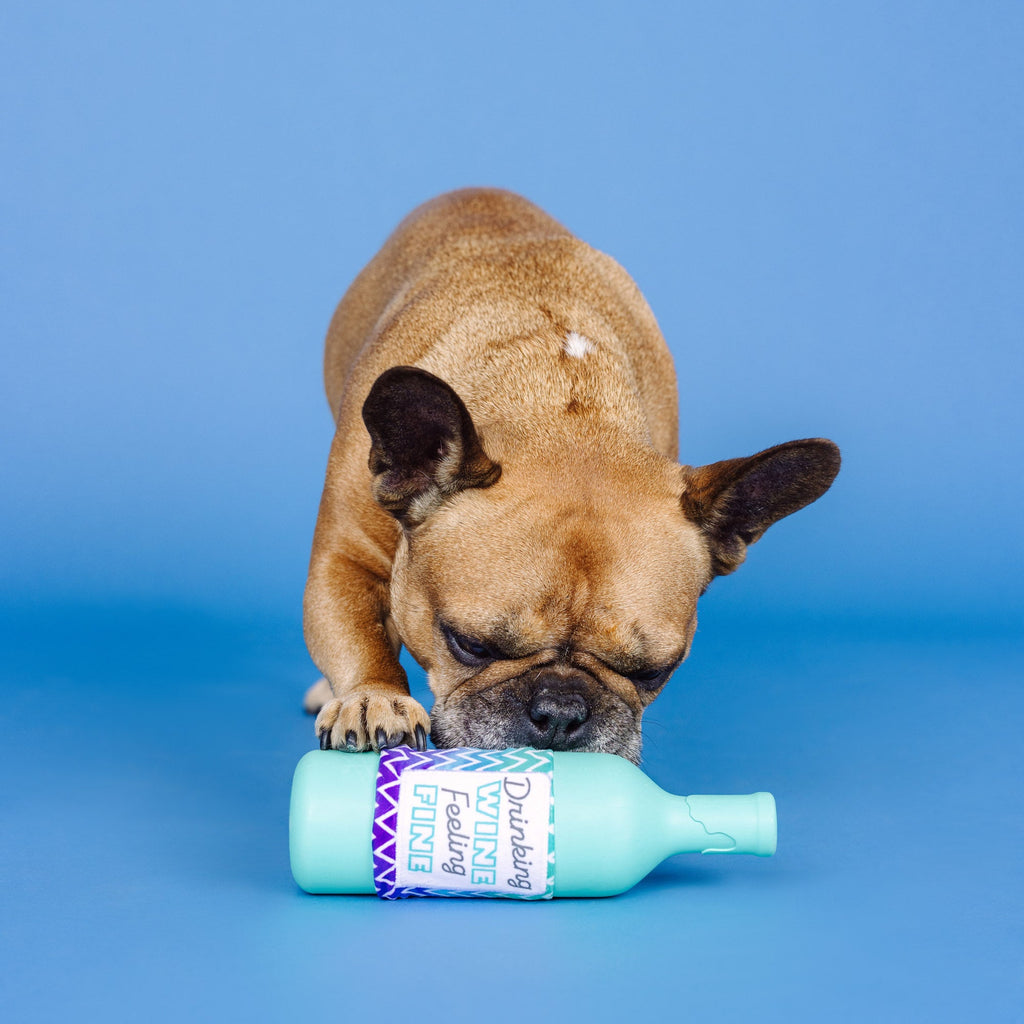 Drinking Wine, Feeling Fine Rubber/Plush Dog Toy