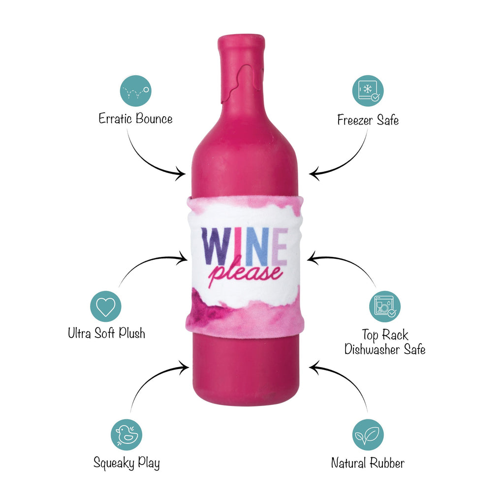 Wine Please Rubber/Plush Dog Toy