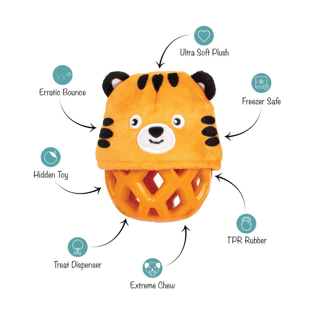 Go Get Em Tiger Rubber/Plush Dog Toy