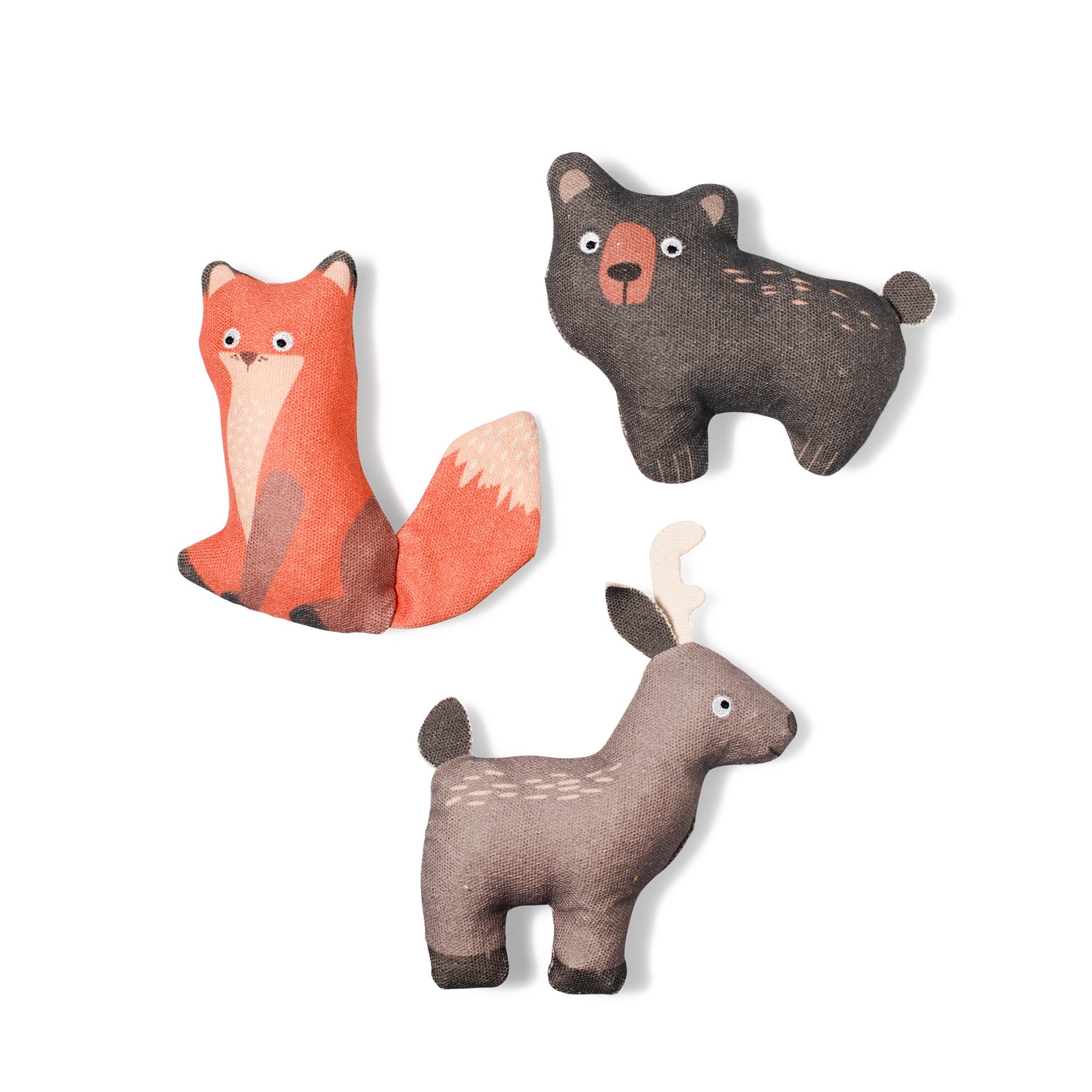Forest Friends 3pc Mini Canvas Dog Toy Set