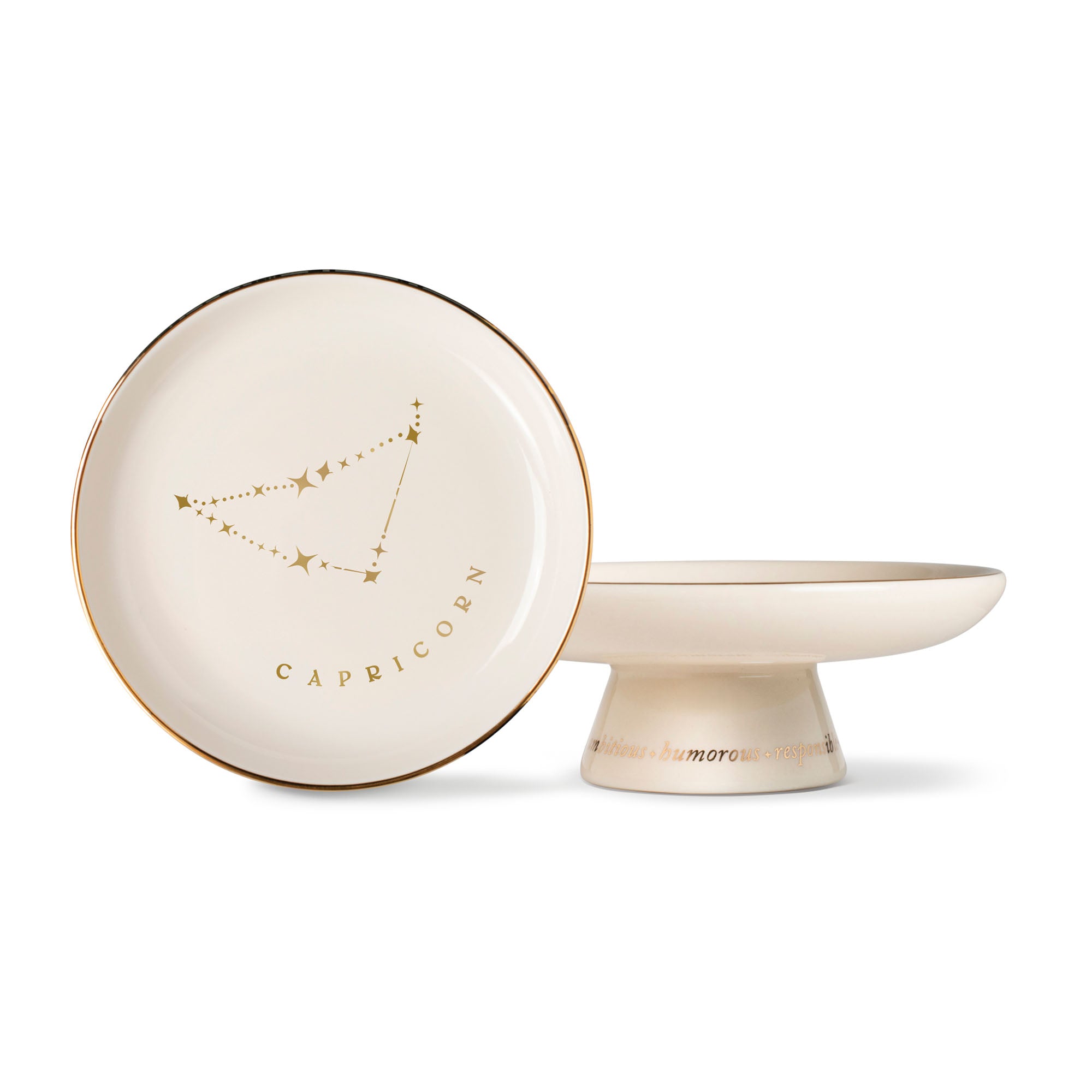Starry Capricorn Zodiac Pedestal Dish