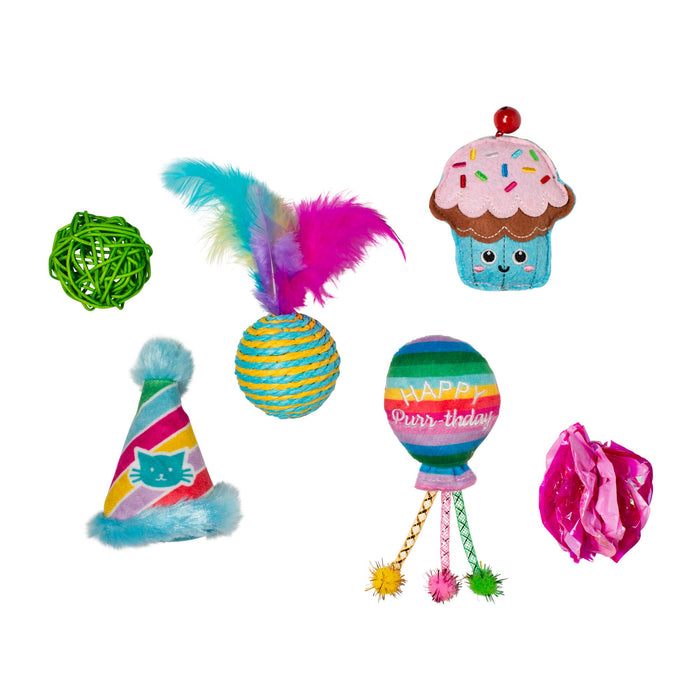 Happy Purr-Thday 6 Pc Cat Toy