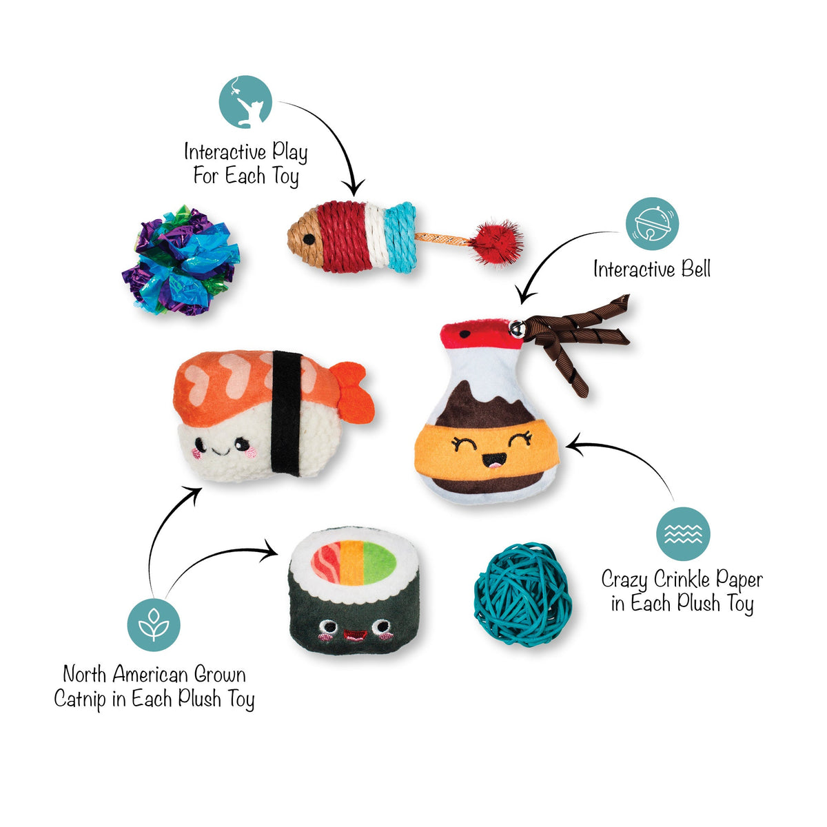True Soymates 6pc Cat Toy Set