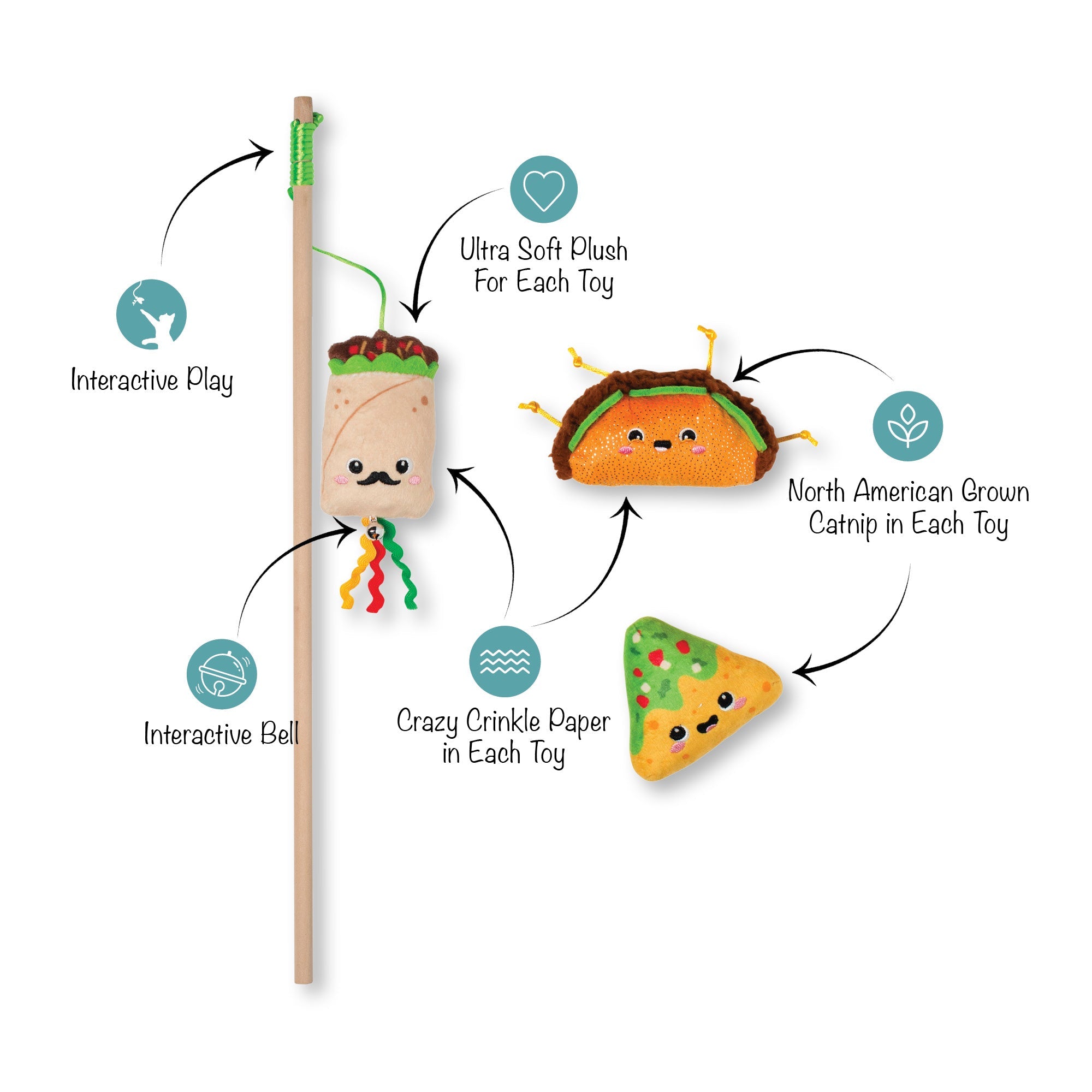 Feeling Like A Guac-Star 3pc Teaser Cat Toy Set