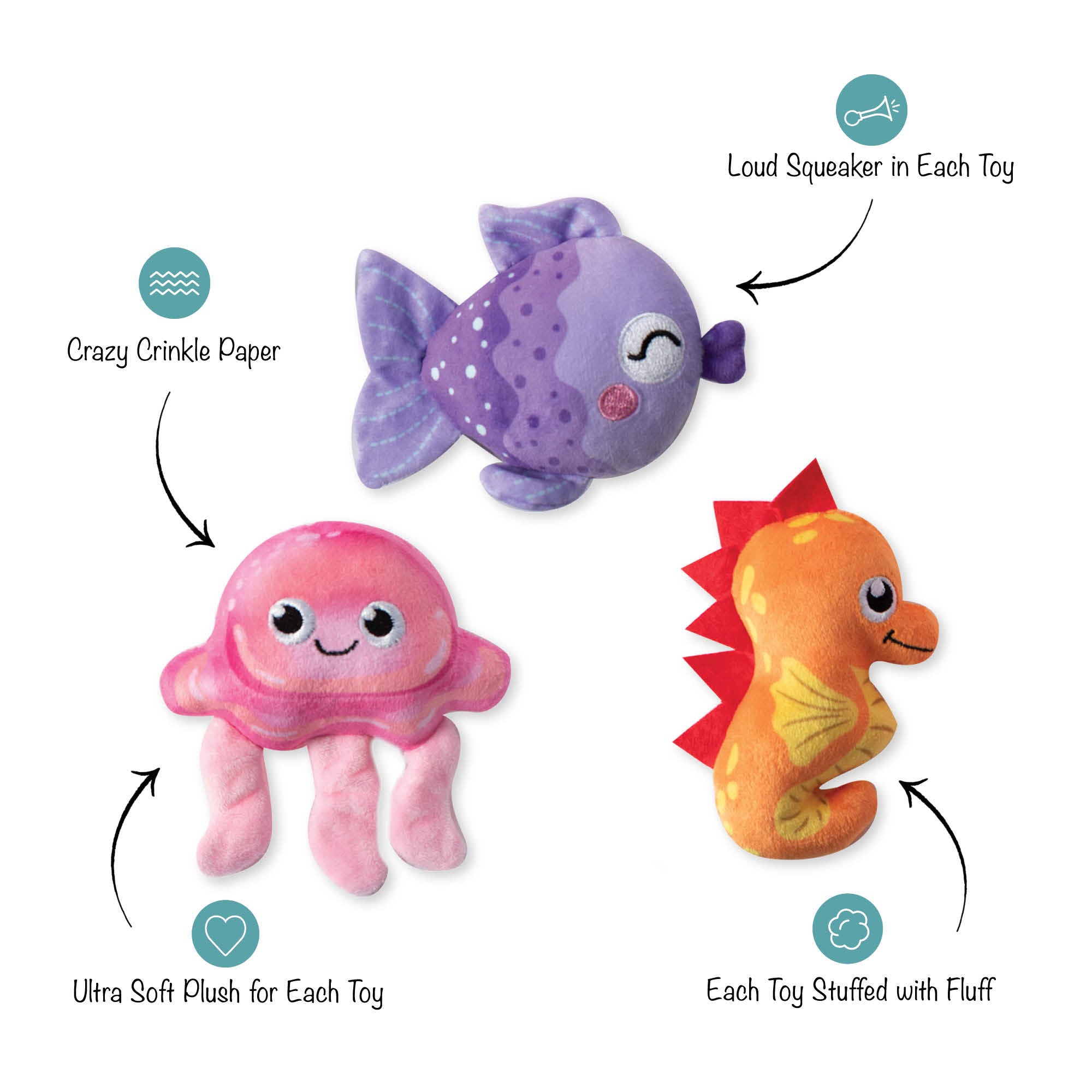 It's A Waterful Life 3pc Mini Plush Dog Toy Set