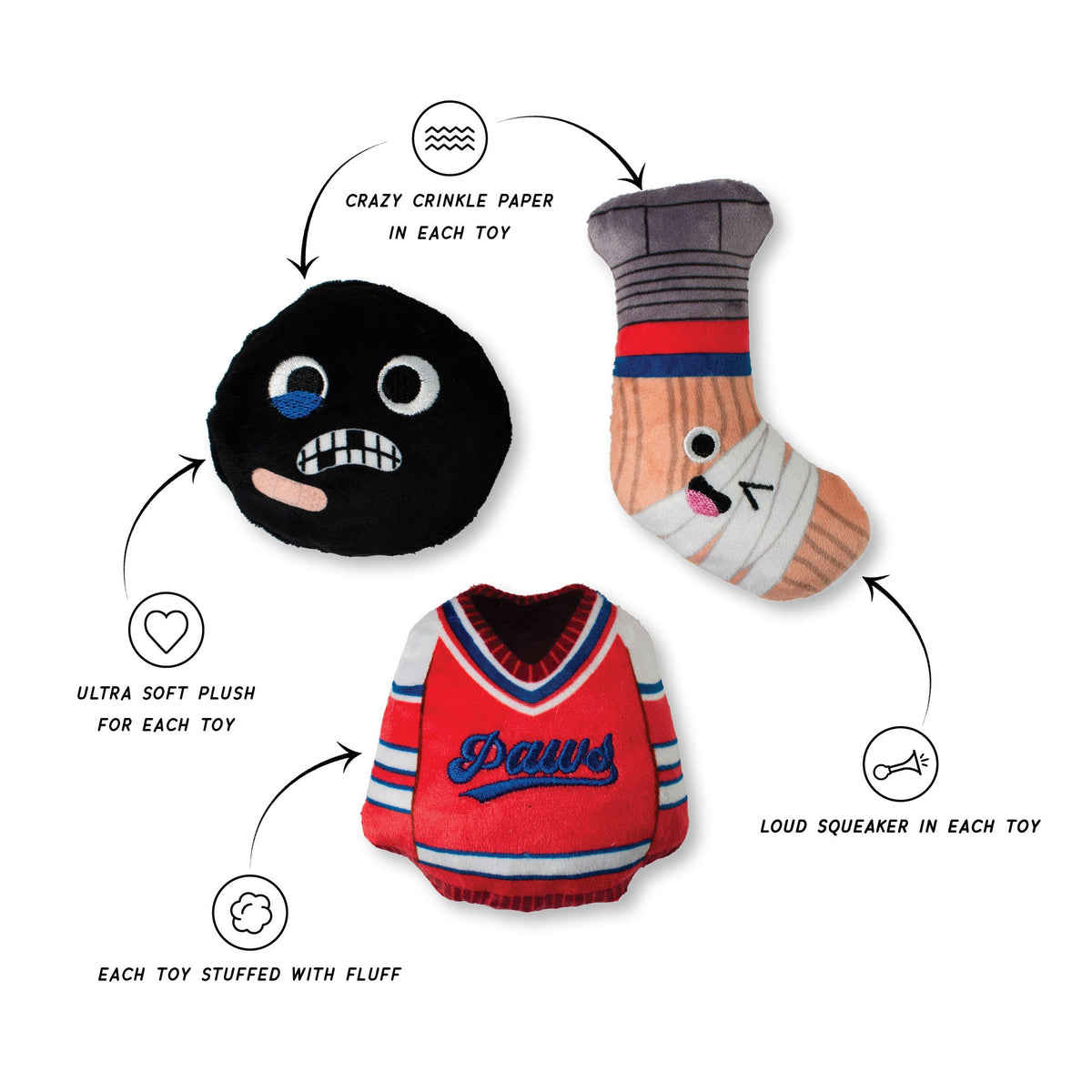 Wagsdale Go For The Goal 3pc Mini Plush Dog Toy Set
