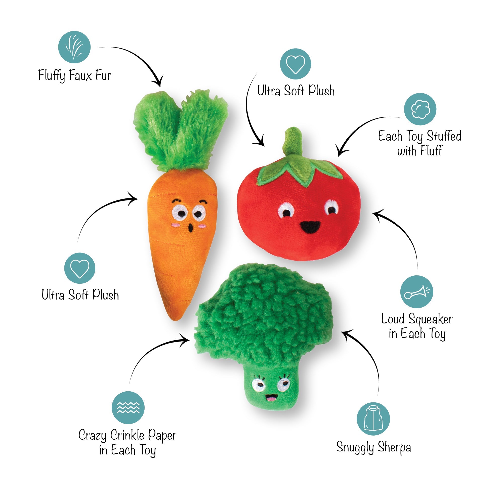 Farm To Table 3pc Mini Plush Dog Toy Set