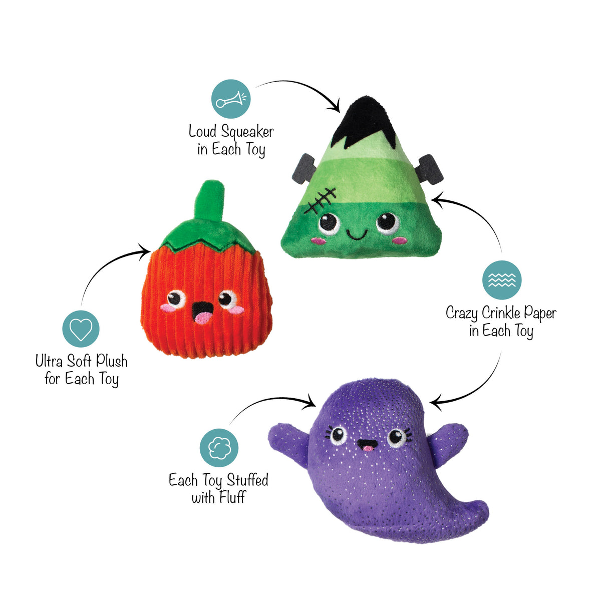 Spooky Squad 3pc Mini Plush Dog Toy Set