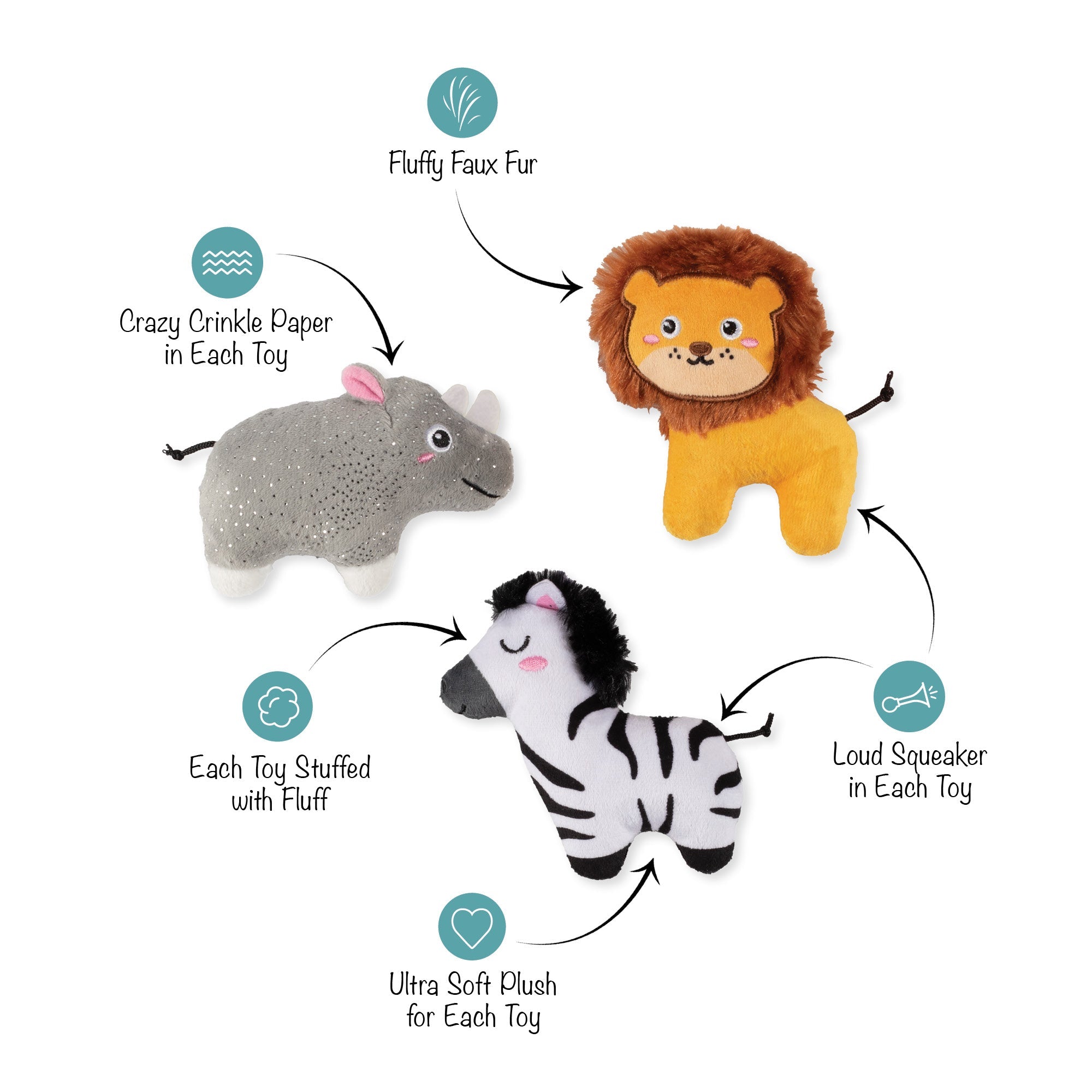 Meet Me At The Zoo 3pc Mini Plush Dog Toy Set