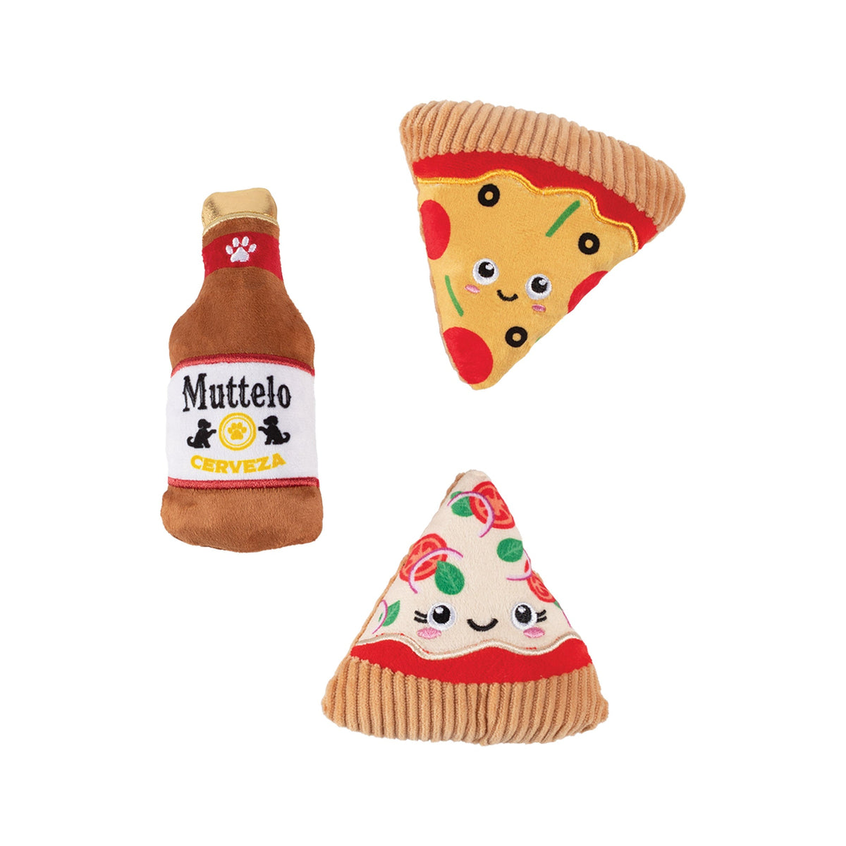 Slice N' Sip 3pc Mini Plush Dog Toy Set