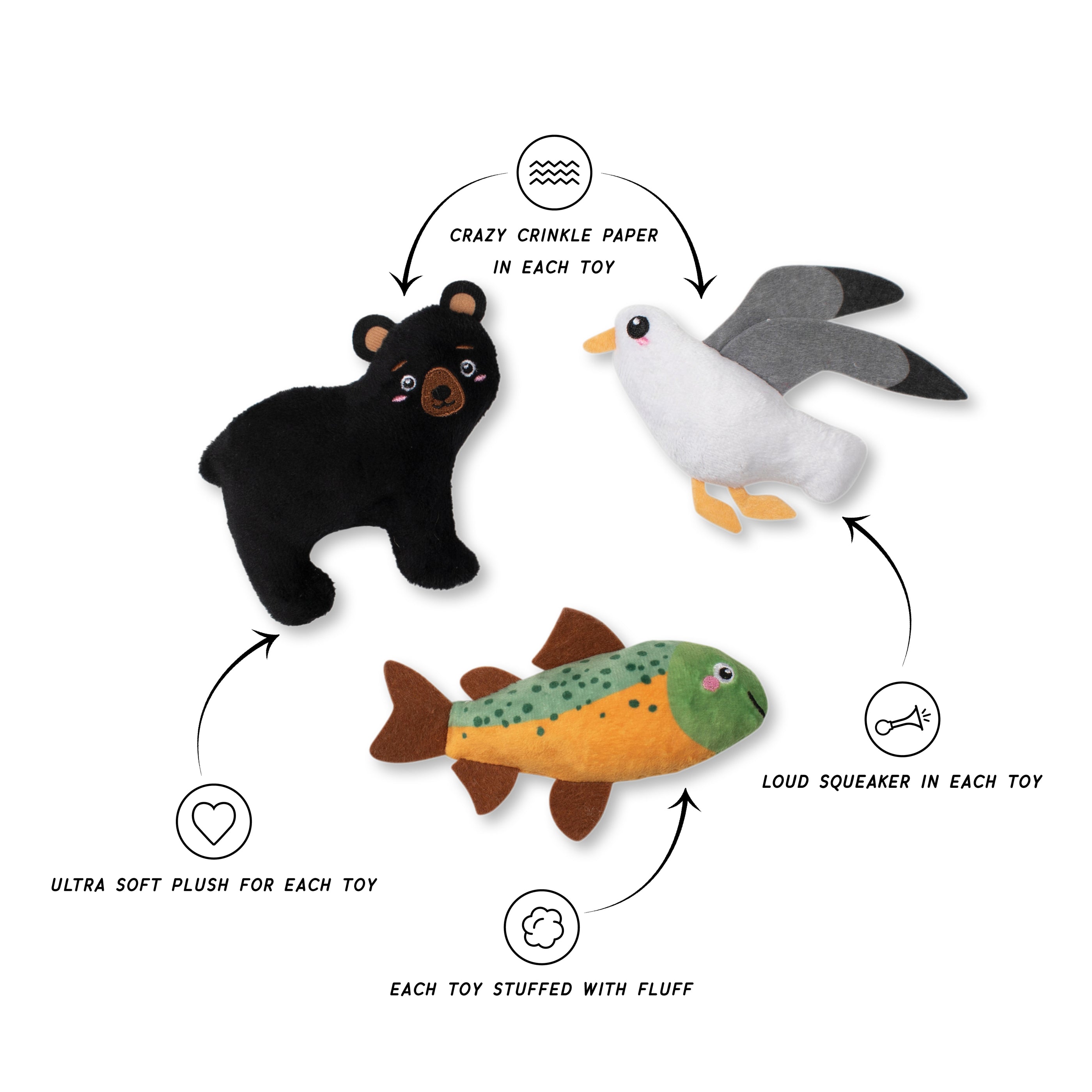 Wagsdale Lake Cruisers 3pc Mini Dog Toy Set
