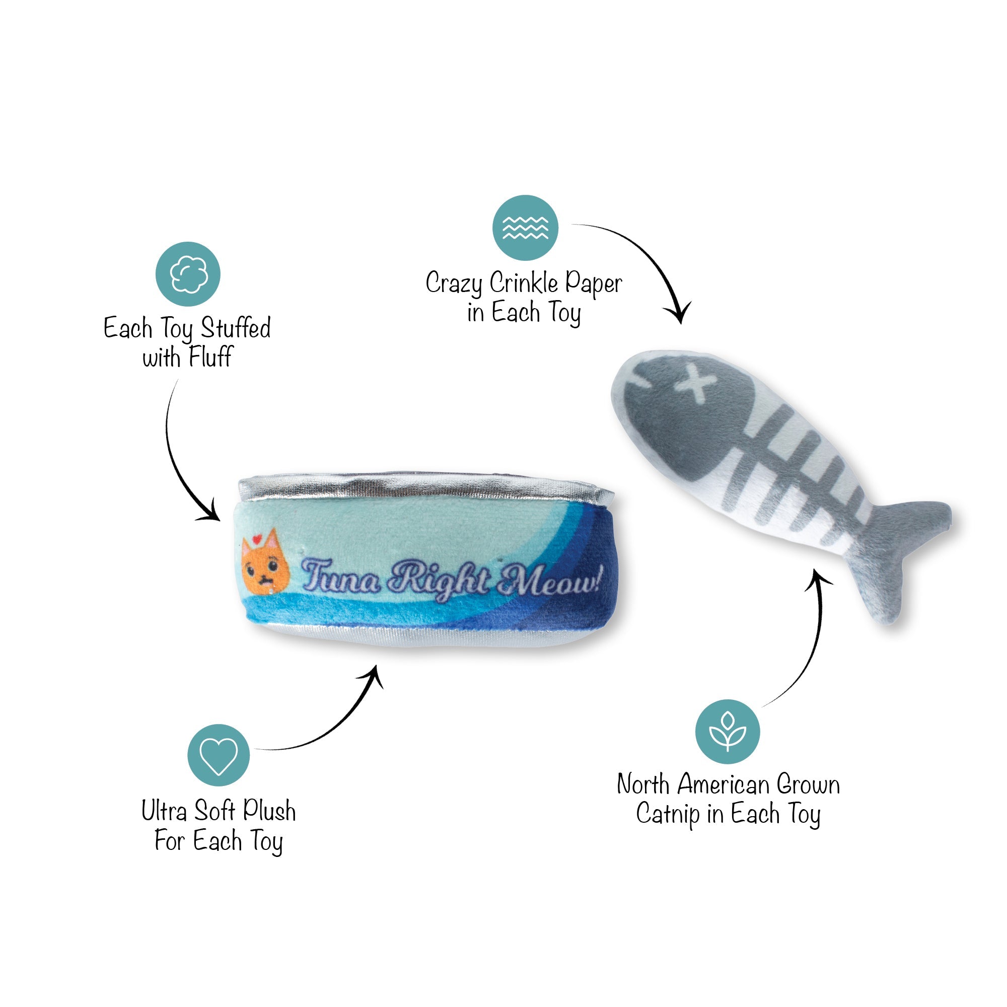 Tuna Right Meow 2pc Plush Cat Toy Set