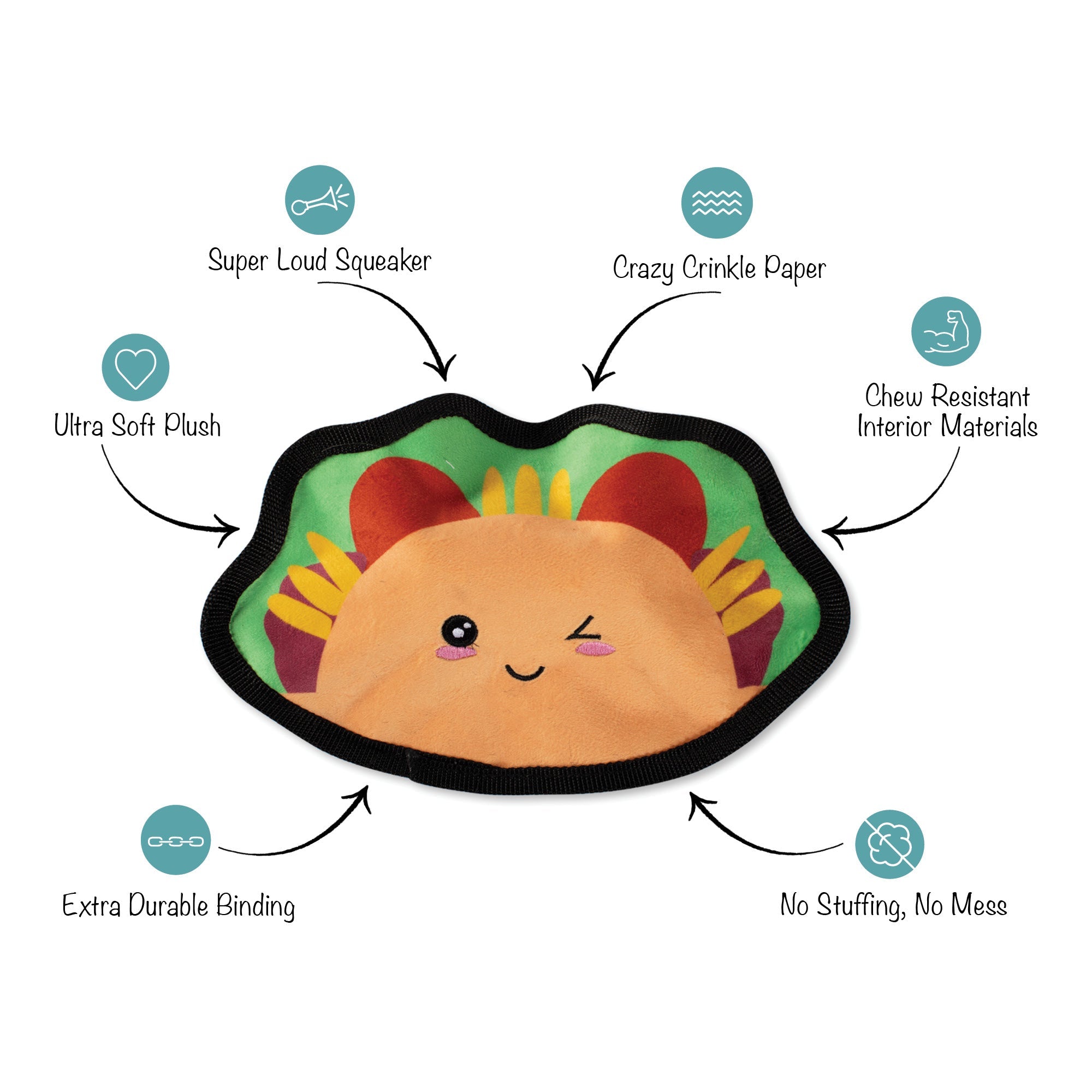 Taco Durable Plush Dog Toy