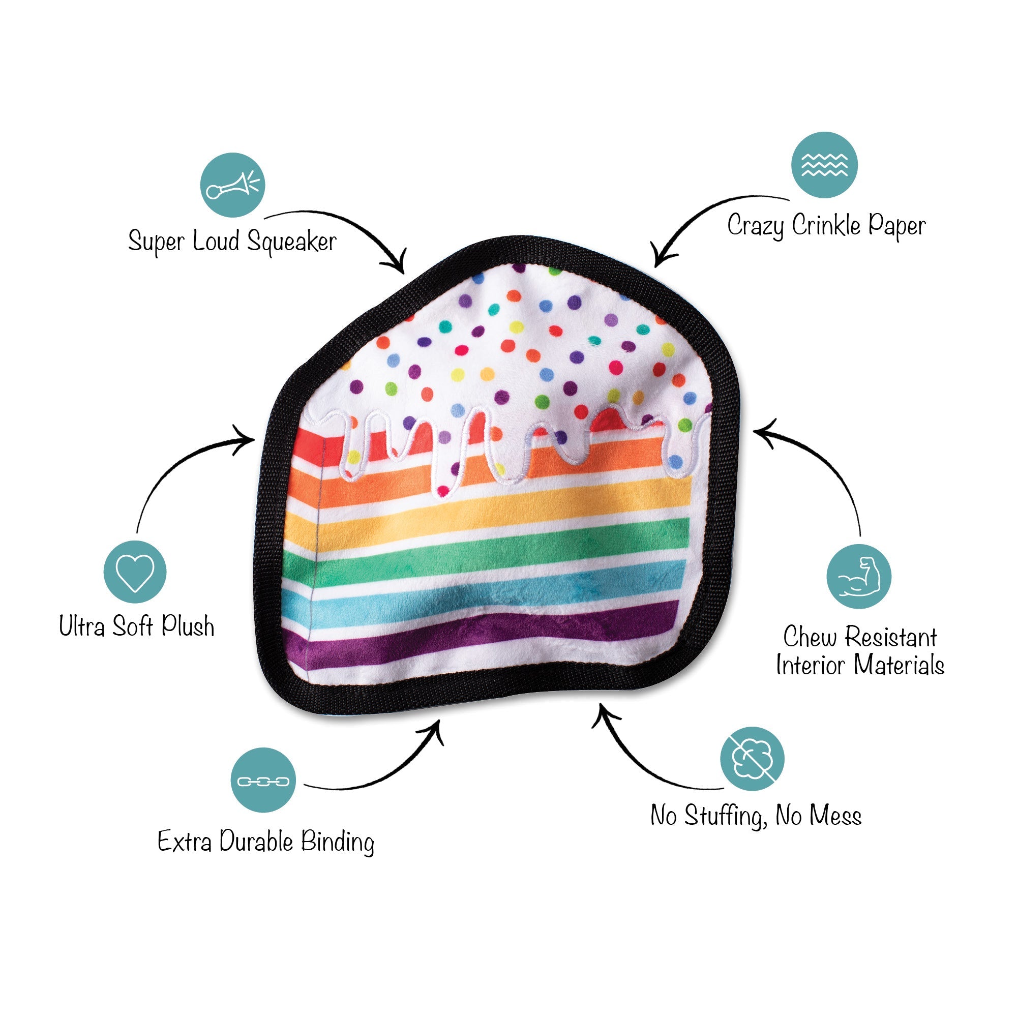 Piece of Cake Durable Plush Dog Toy