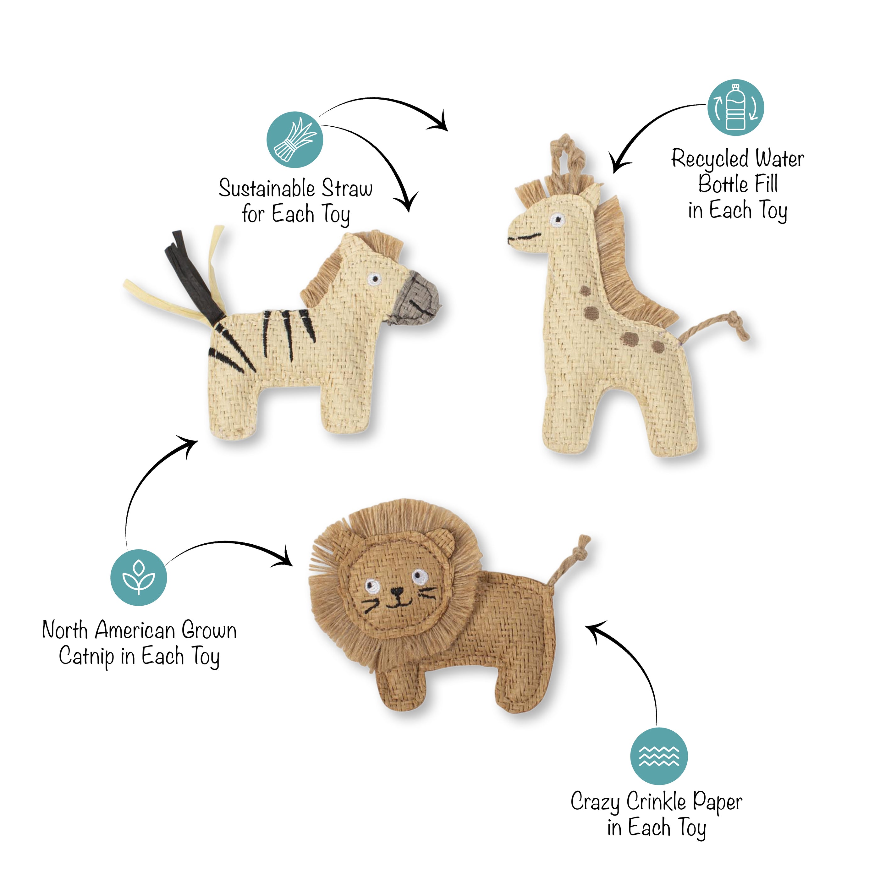 Having a Wild Time! 3pc Earth Friendly Cat Toy Set