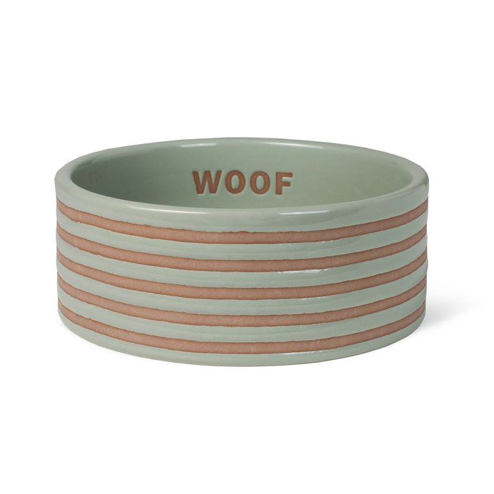 Stripe Sage Medium Dog Bowl