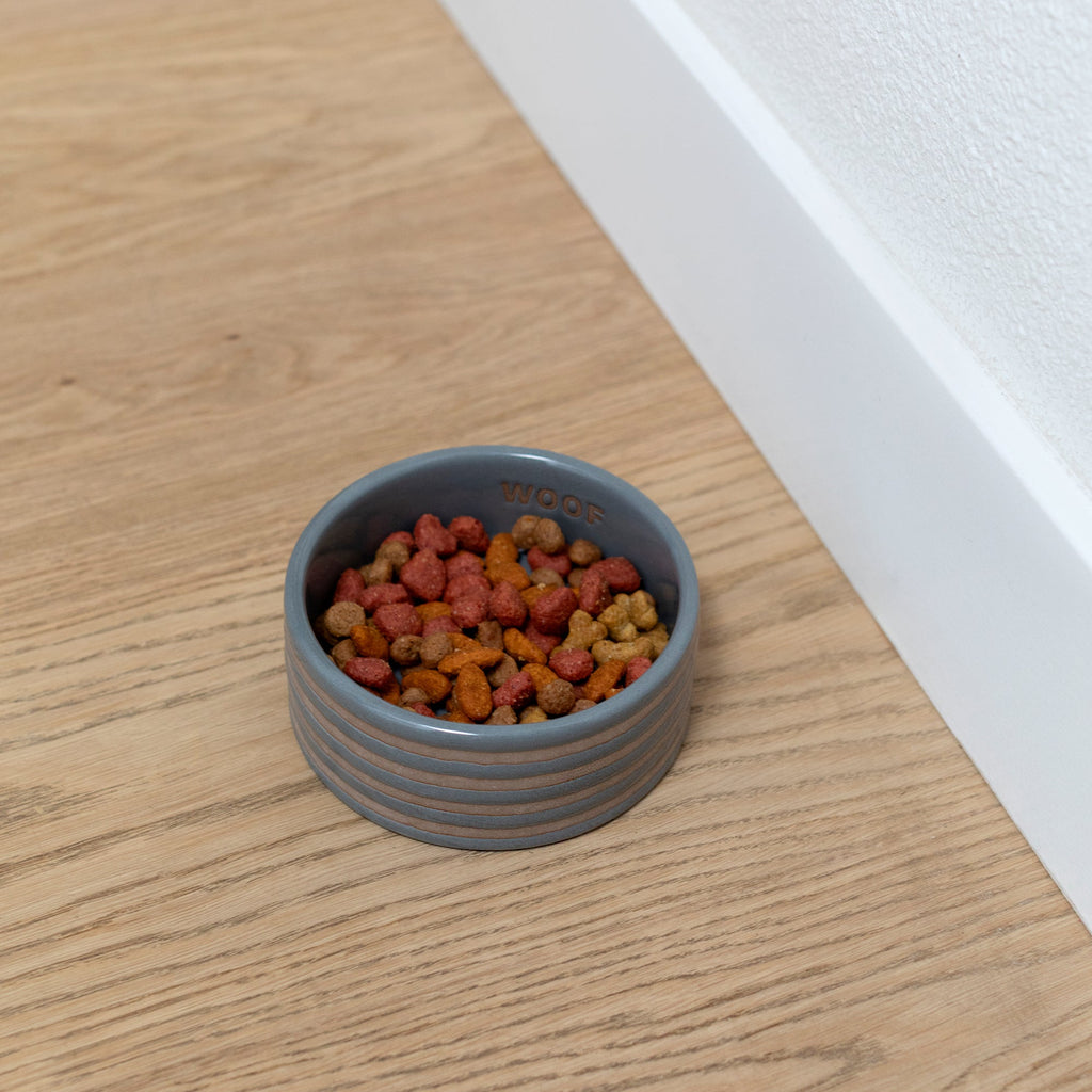 Stripe Charcoal Small Dog Bowl
