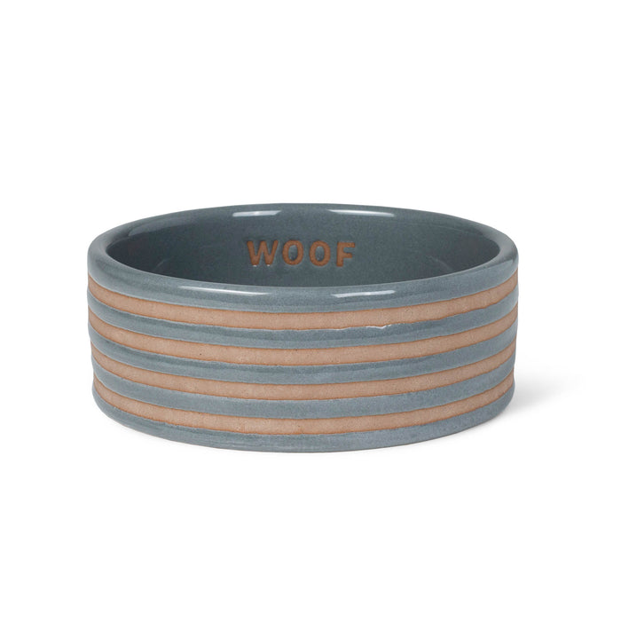 Stripe Charcoal Small Dog Bowl