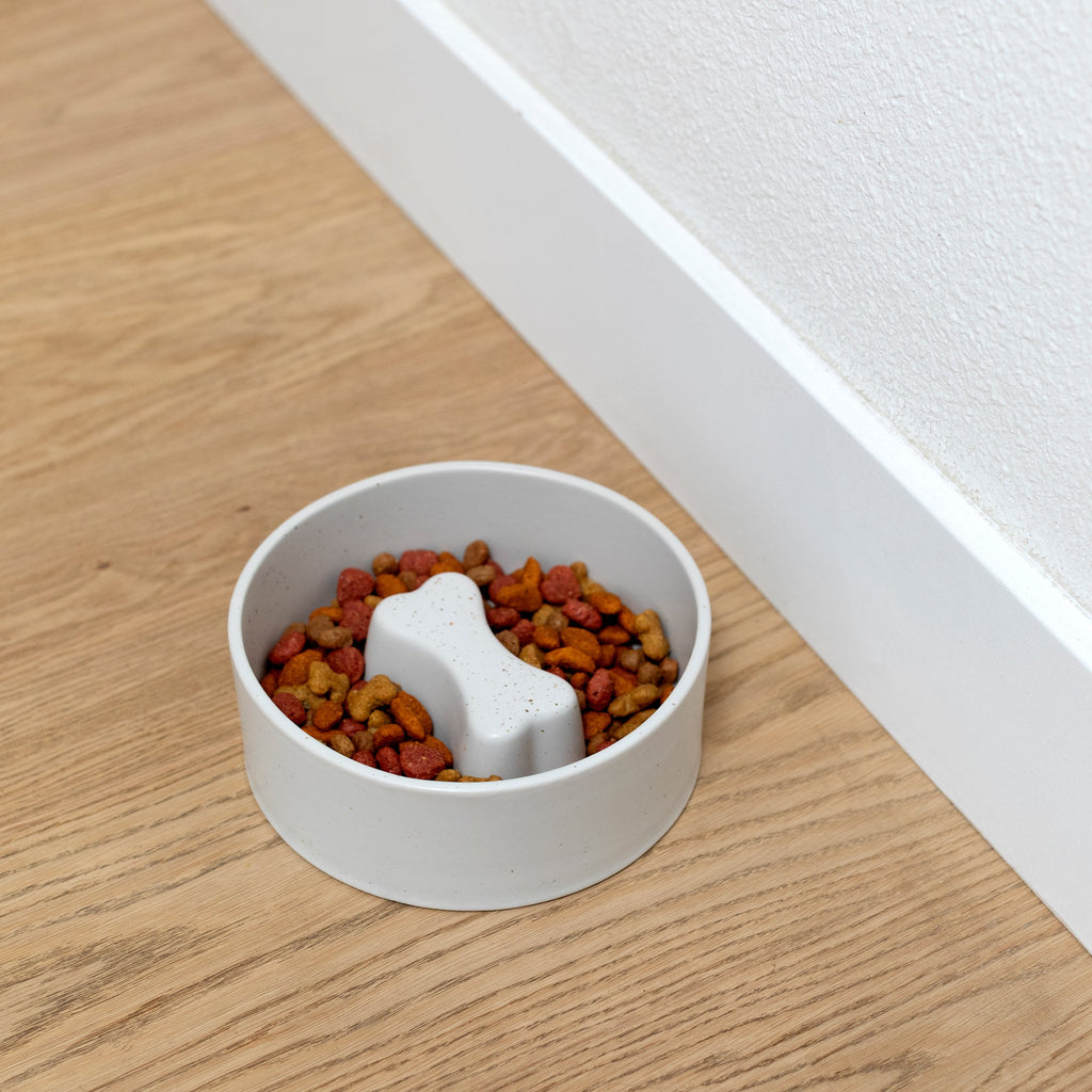 Speckled Bone Medium Slow Feeder Dog Bowl