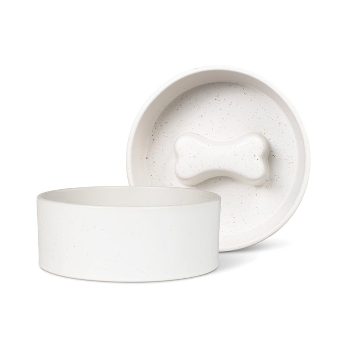 Speckled Bone Medium Slow Feeder Dog Bowl
