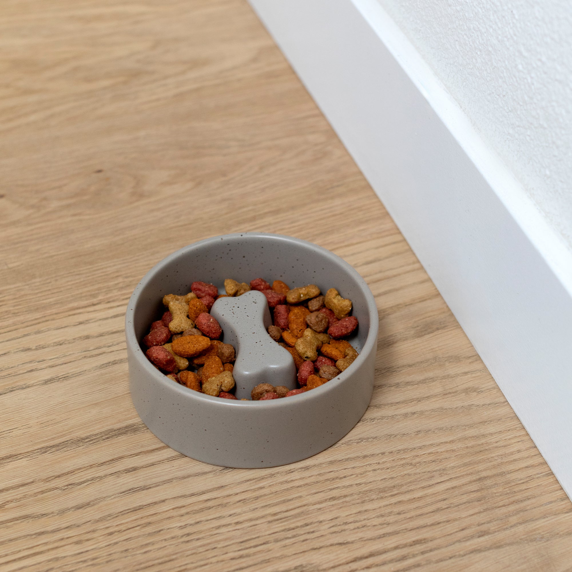 Speckled Bone Taupe Slow Feeder Dog Bowl